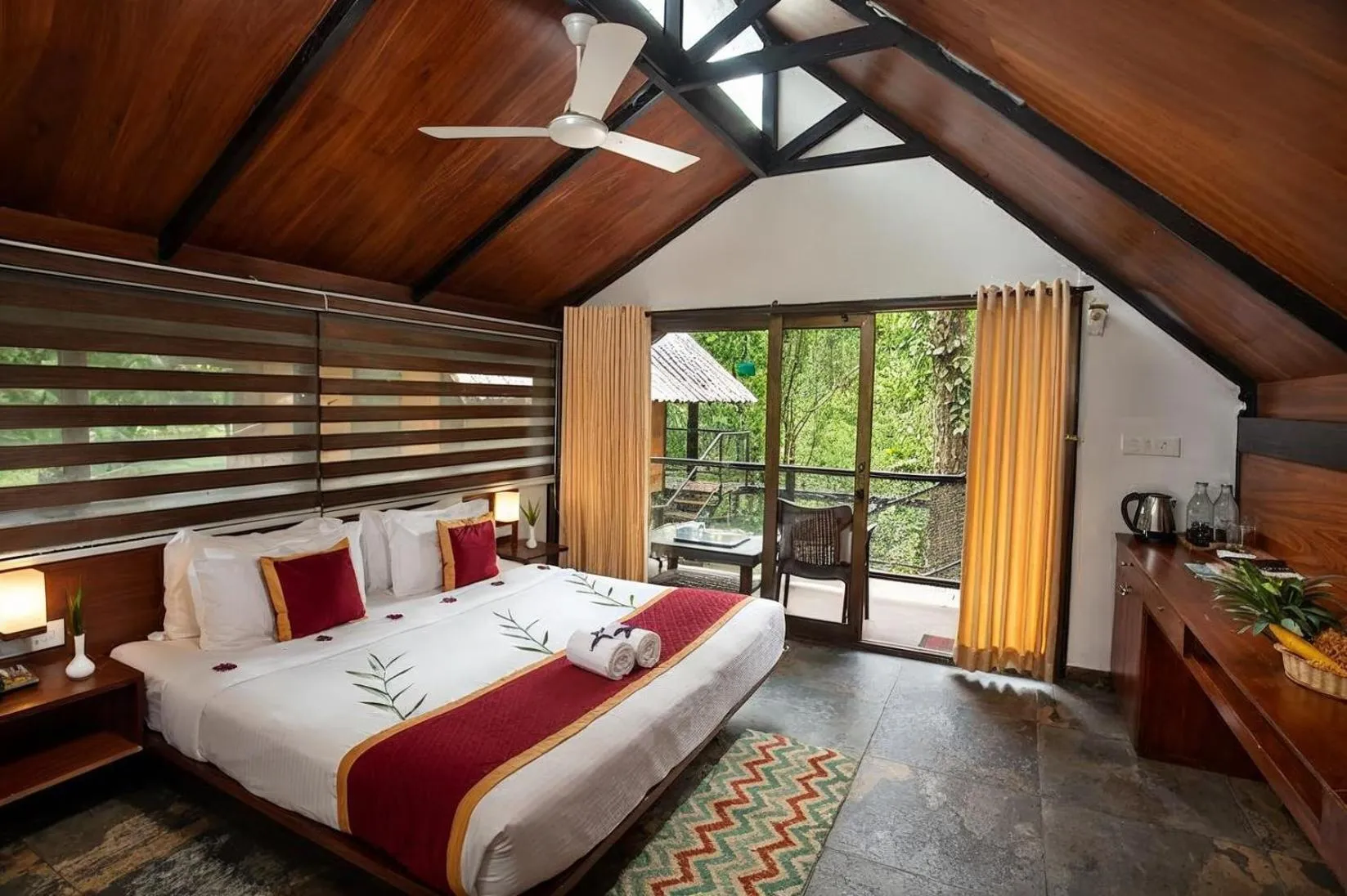 Balcony/Terrace, Bed in Bamboo Dale Resort & Spa Munnar by Stride