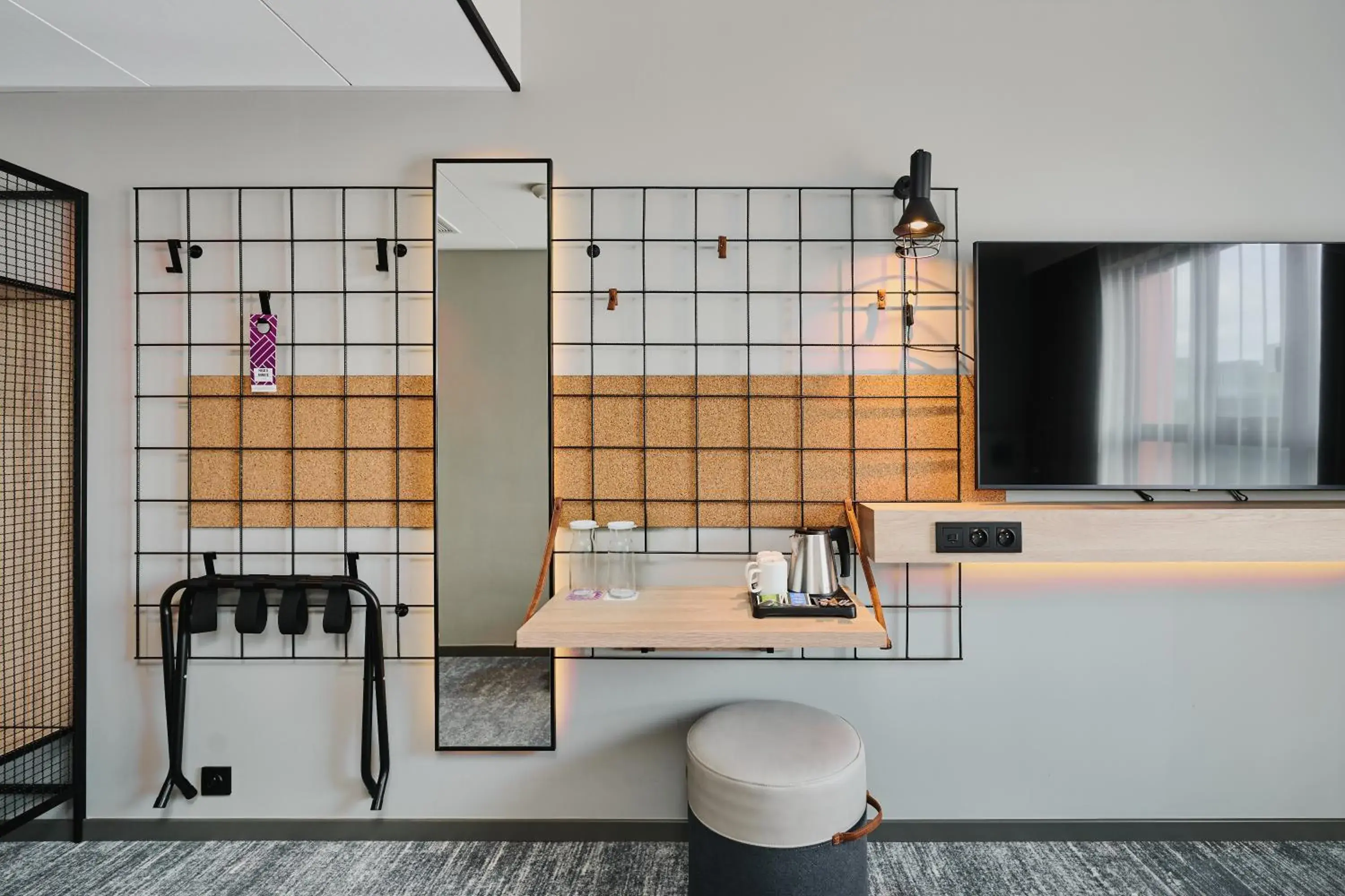 Moxy Cozy Sleeper Queen Room with Street View in Moxy Warsaw City Moxy Cozy Sleeper Queen Room with Street View in Moxy Warsaw City