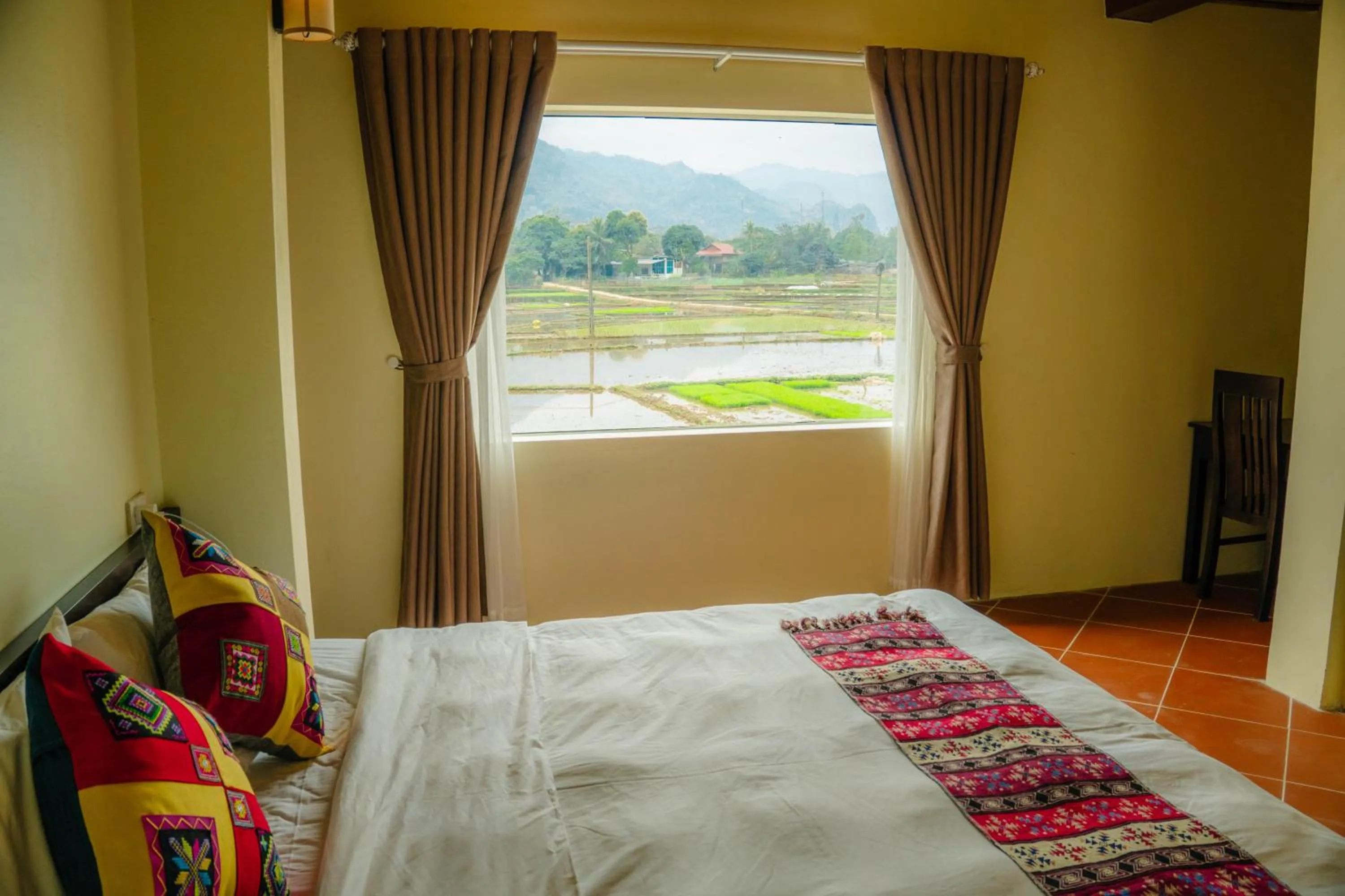 Bed in Mai Chau Villas