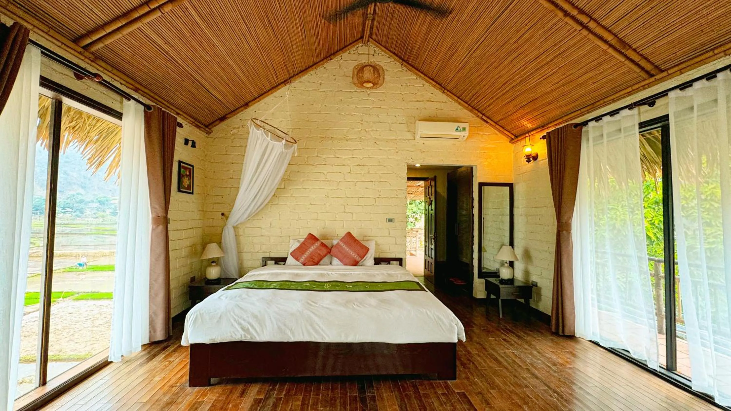 Bed in Mai Chau Villas