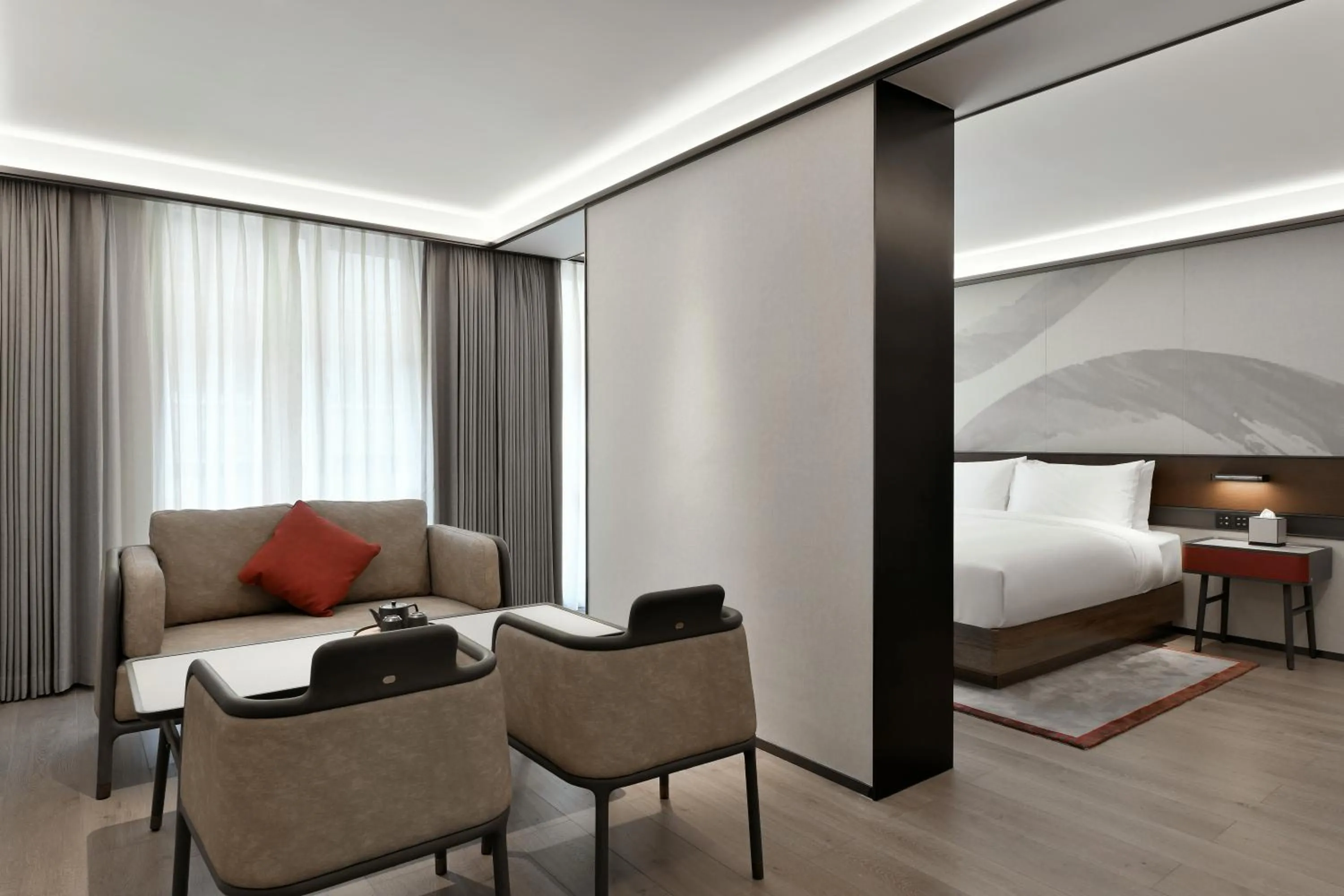 Living room, Bed in JOYA Hotel Shanghai Jiading