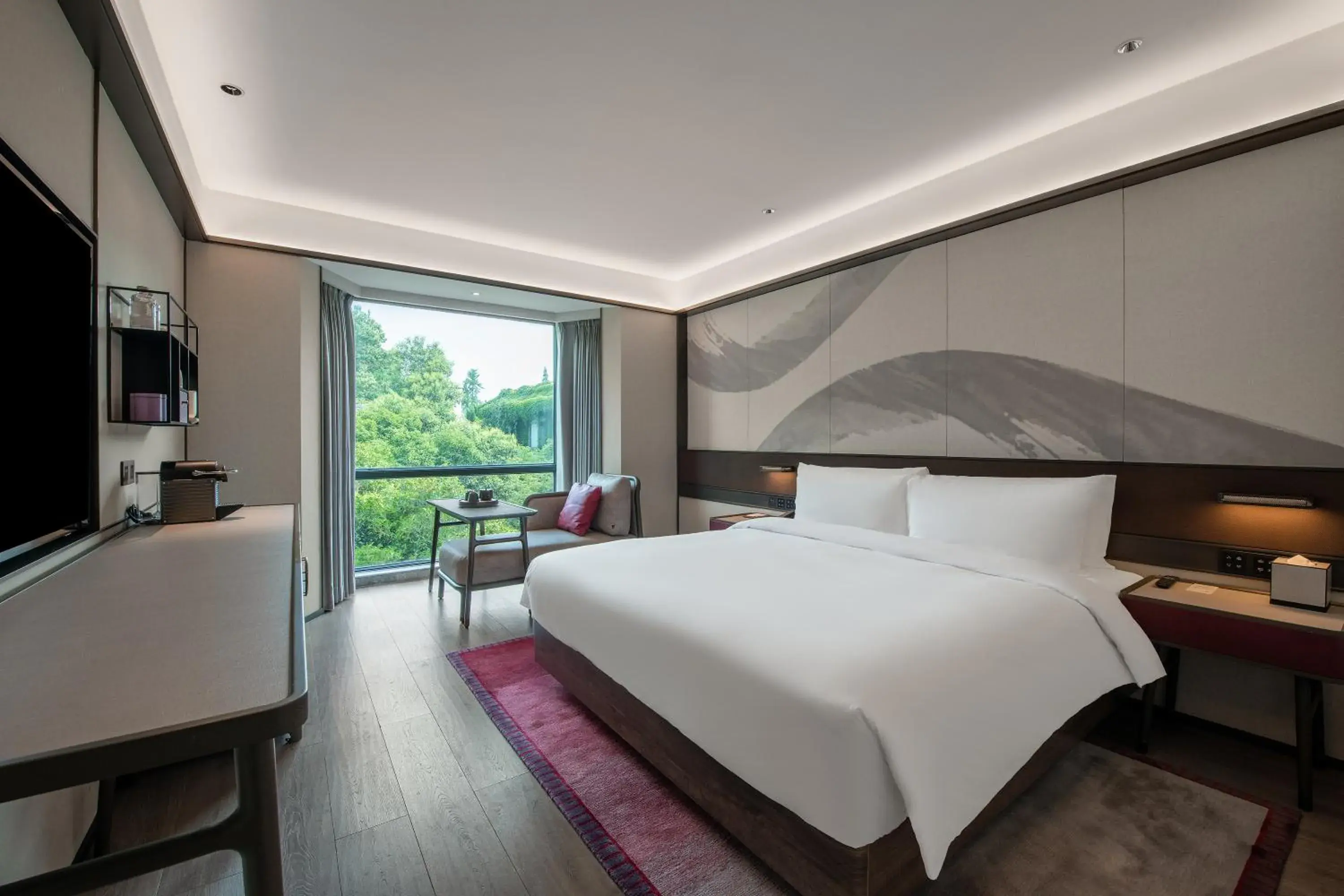 Garden view, Bed in JOYA Hotel Shanghai Jiading Garden view, Bed in JOYA Hotel Shanghai Jiading