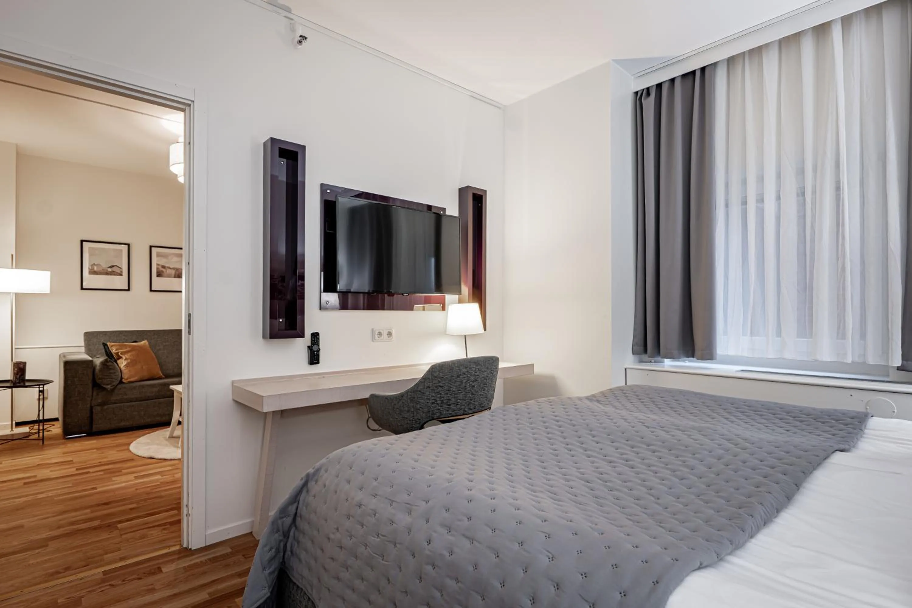 Bed in Injoy Premium Hotel Solna