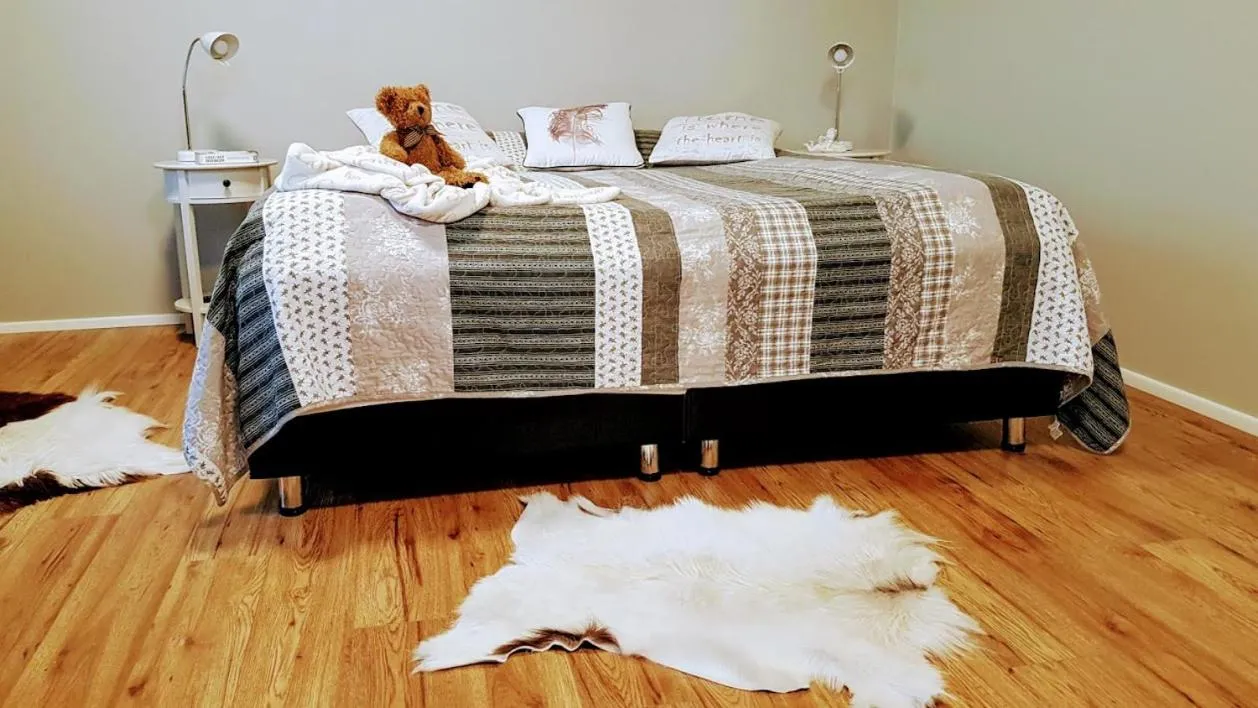 Bed in Skálatjörn Guesthouse