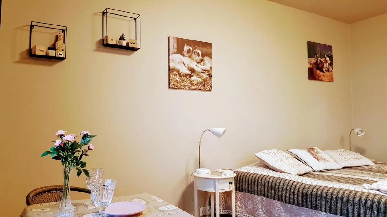 Bed in Skálatjörn Guesthouse