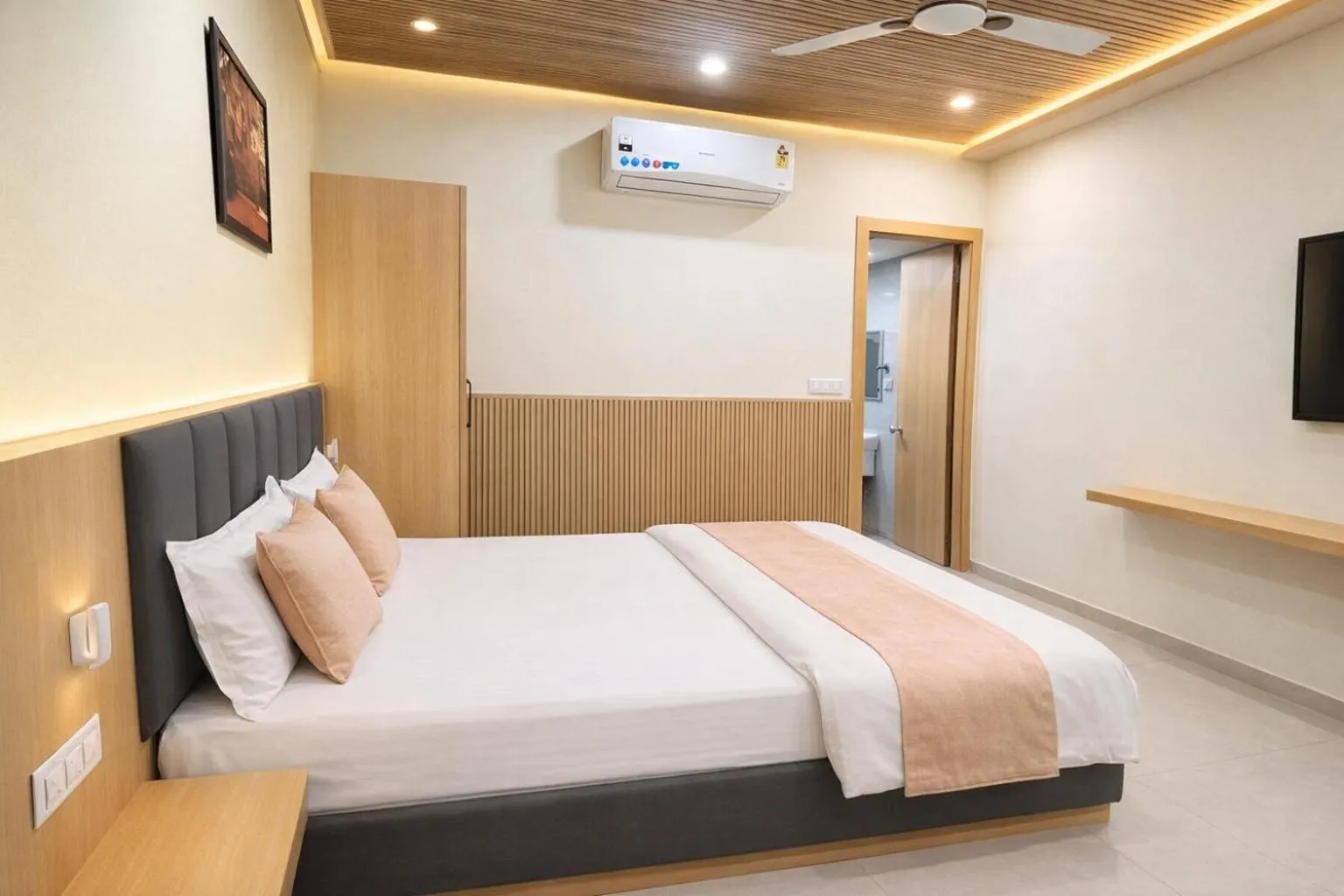 air conditioner, Bed in Hotel Manas Inn