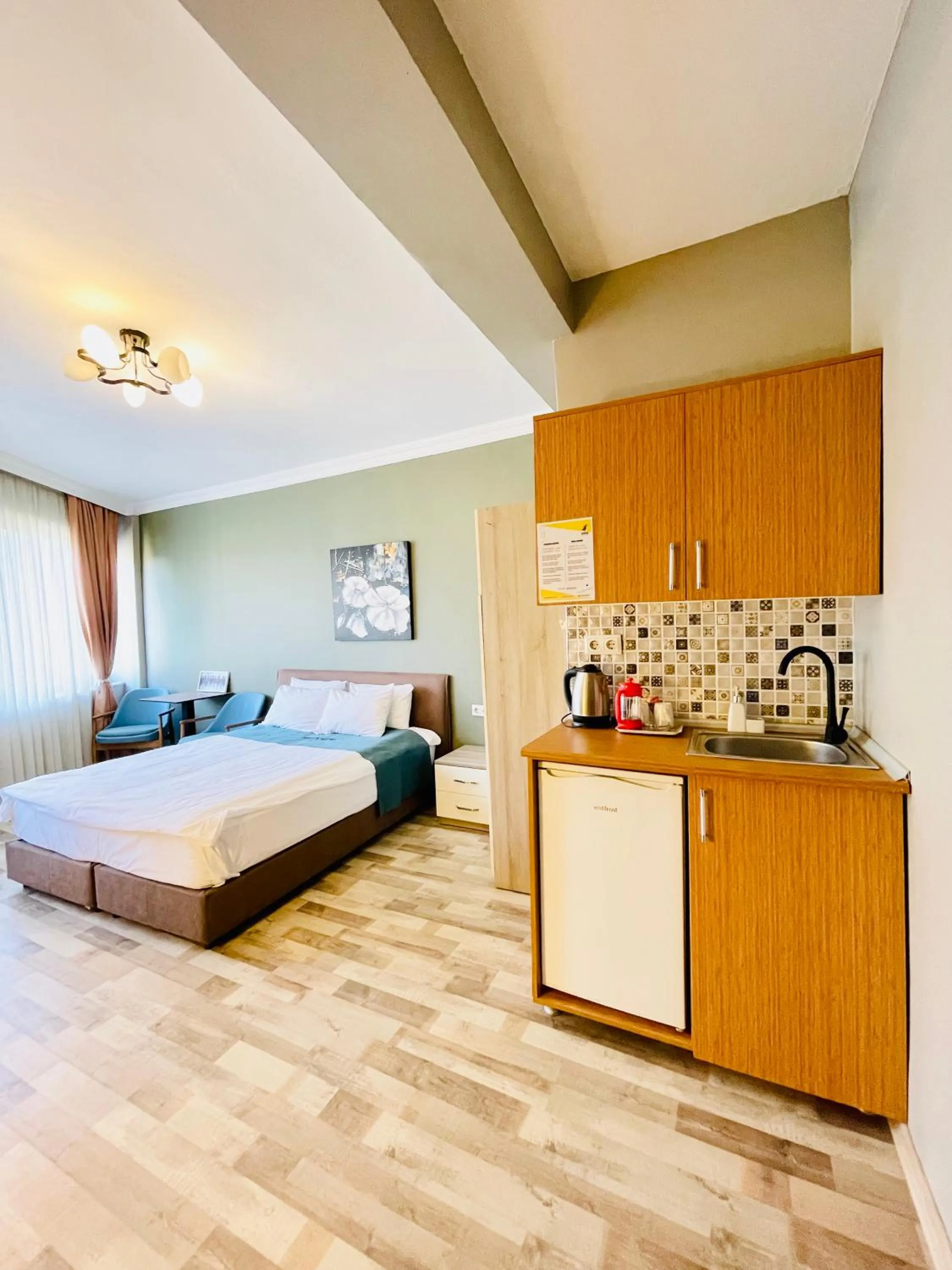 Bed in Puffin Suites