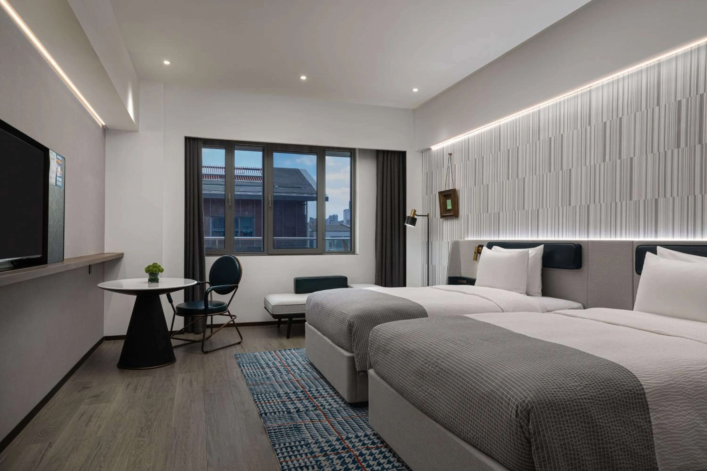 Photo of the whole room, Bed in Wanda Moments, Suzhou Science and Technology Town