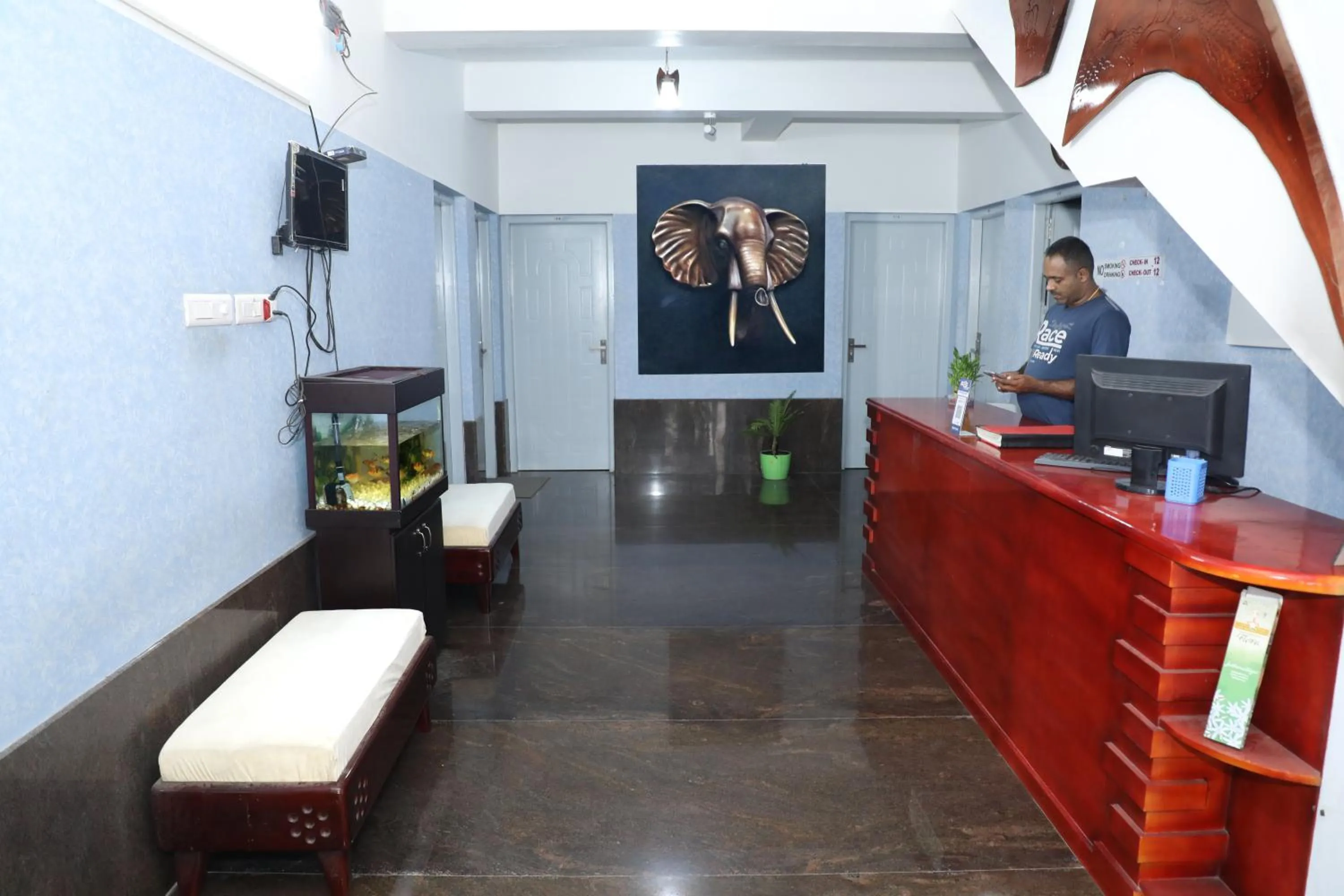 Lobby or reception in Sauhrudam Resort and Restaurant-Kanyakumari