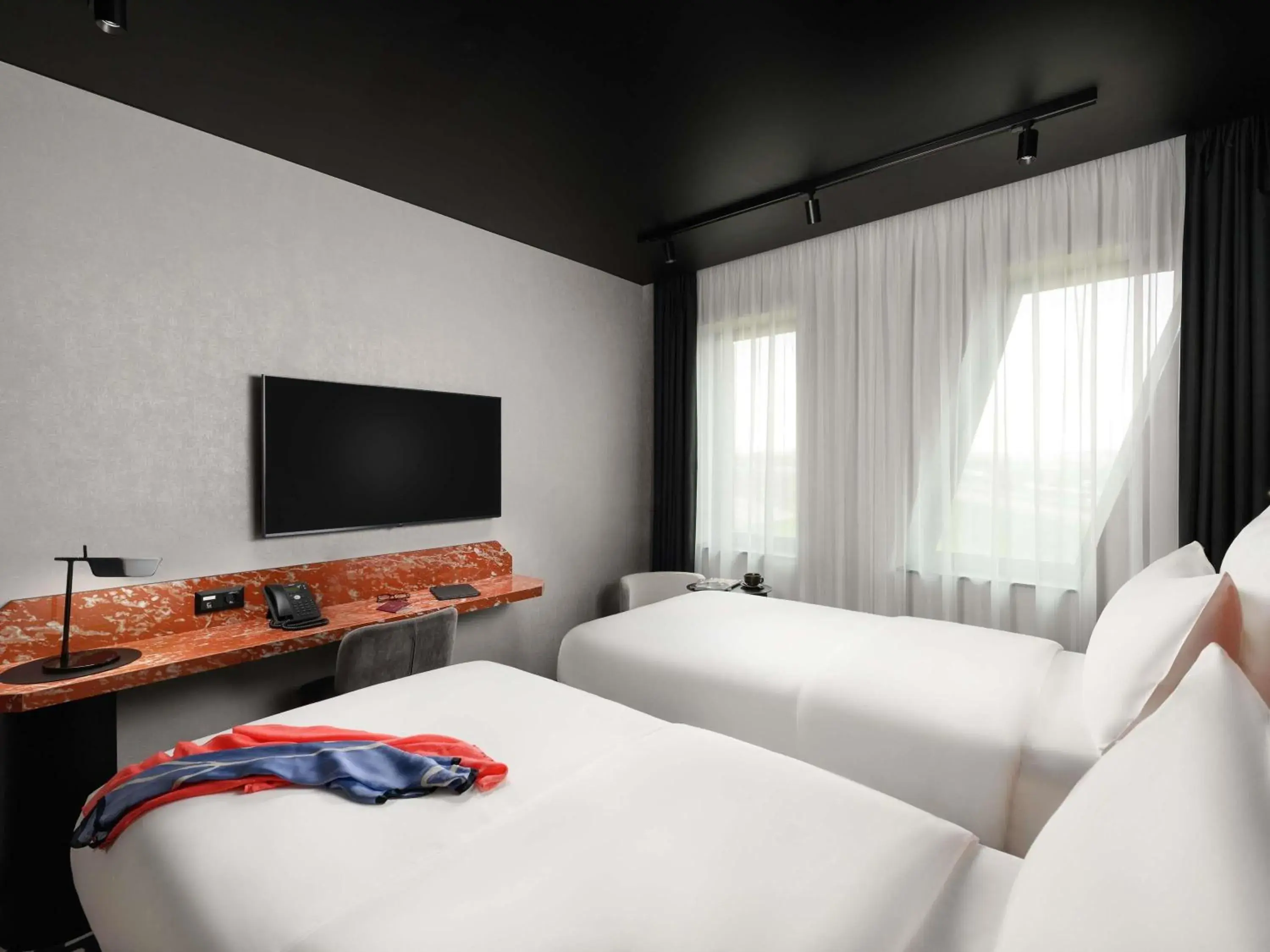 Bedroom, Bed in TRIBE Budapest Airport Bedroom, Bed in TRIBE Budapest Airport