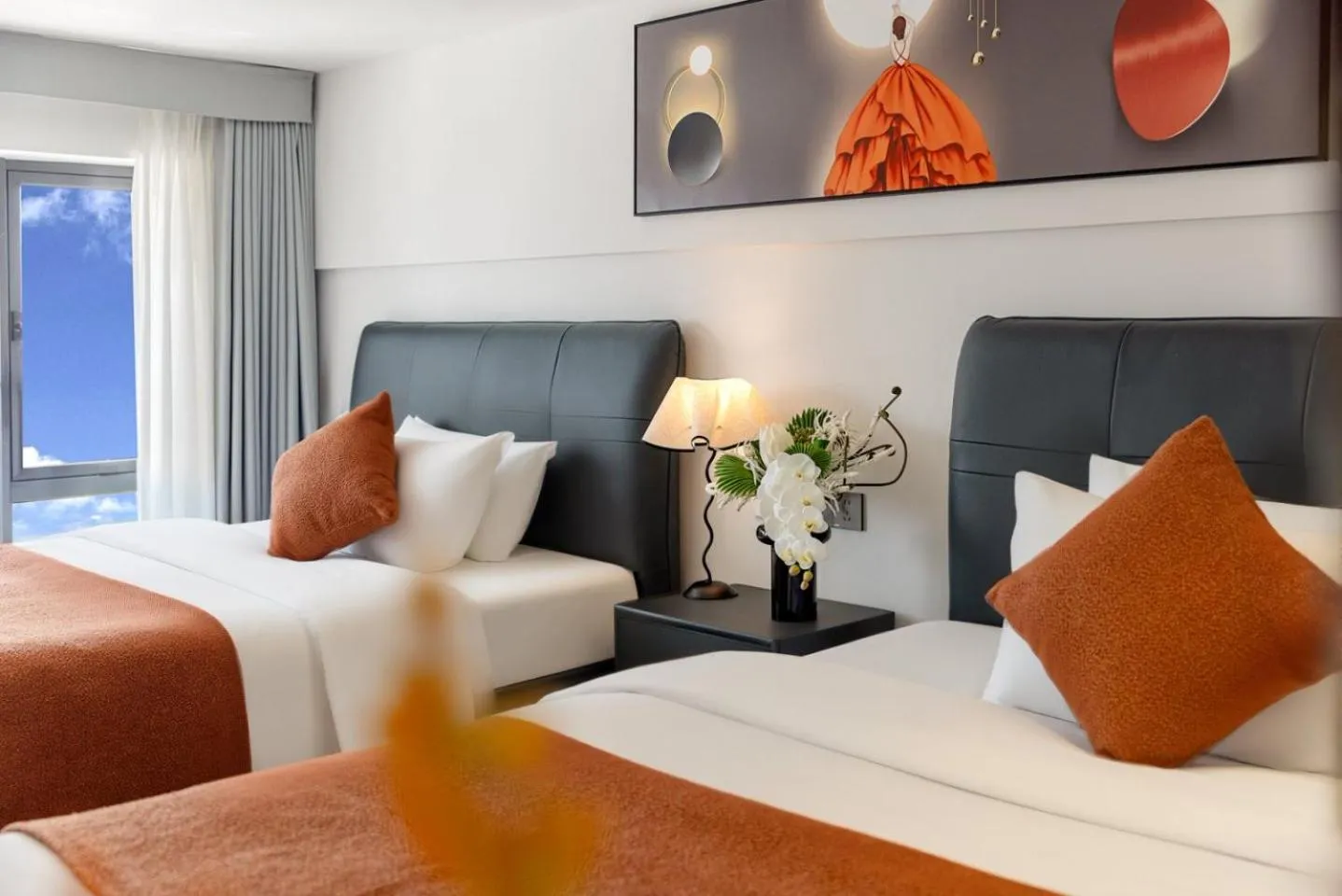 Bed in Mihua International Apartment - Guangzhou Yangang Subway Station Branch