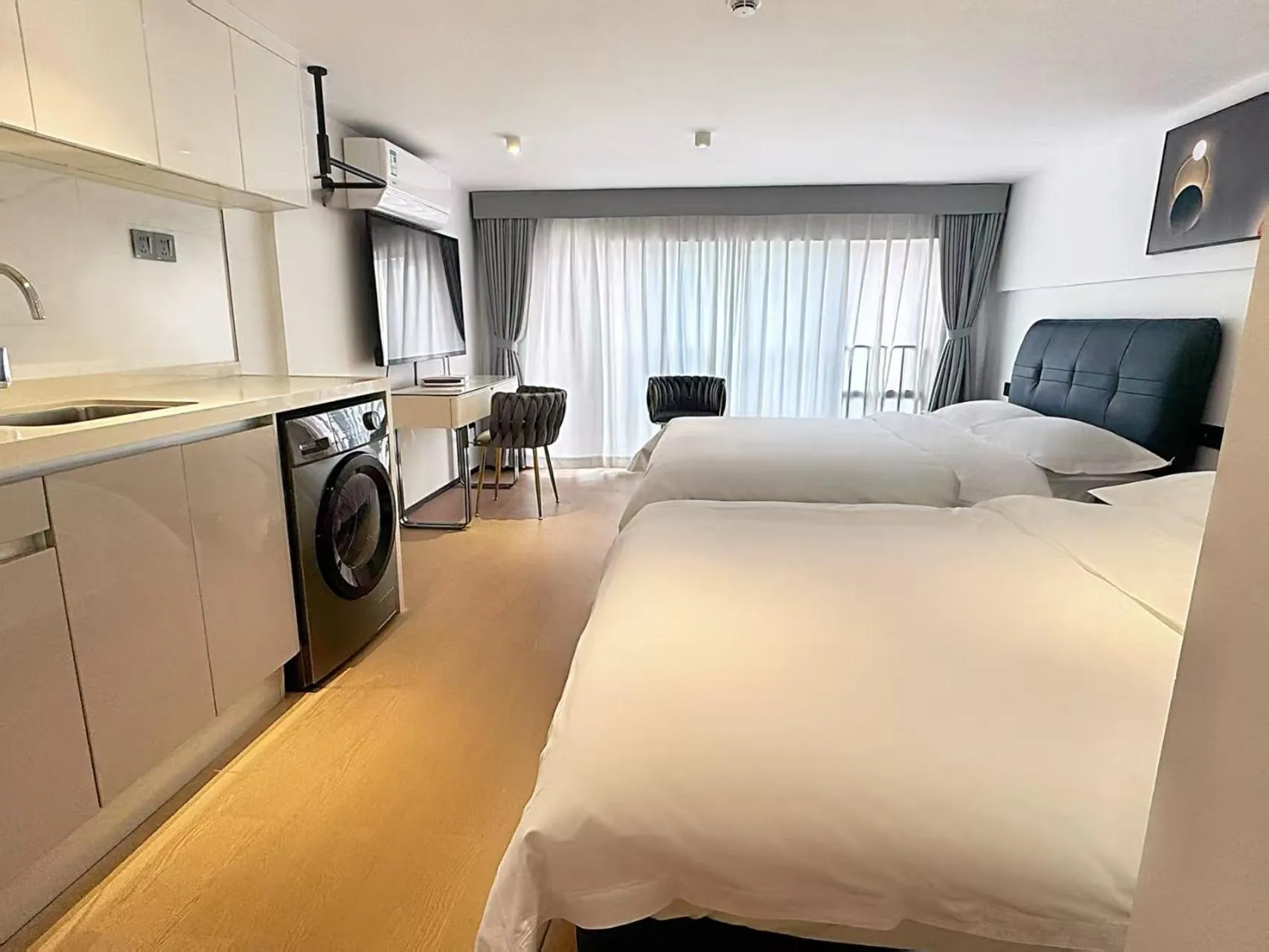 Bed in Mihua International Apartment - Guangzhou Yangang Subway Station Branch