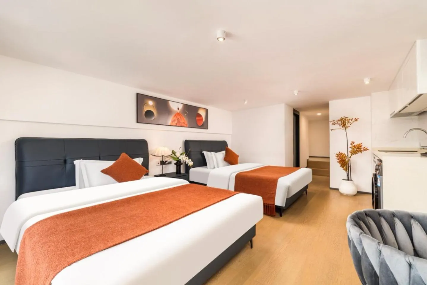 Bed in Mihua International Apartment - Guangzhou Yangang Subway Station Branch