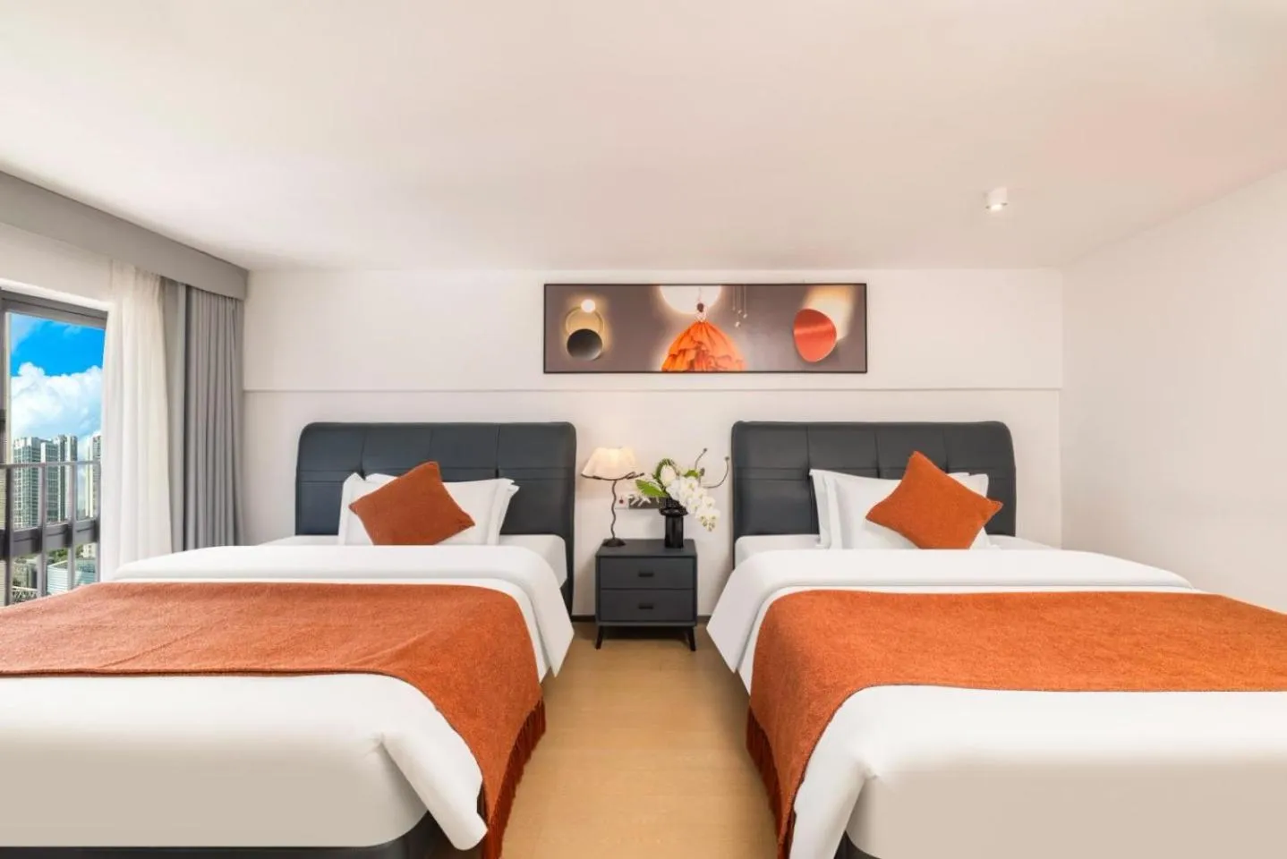 Bed in Mihua International Apartment - Guangzhou Yangang Subway Station Branch