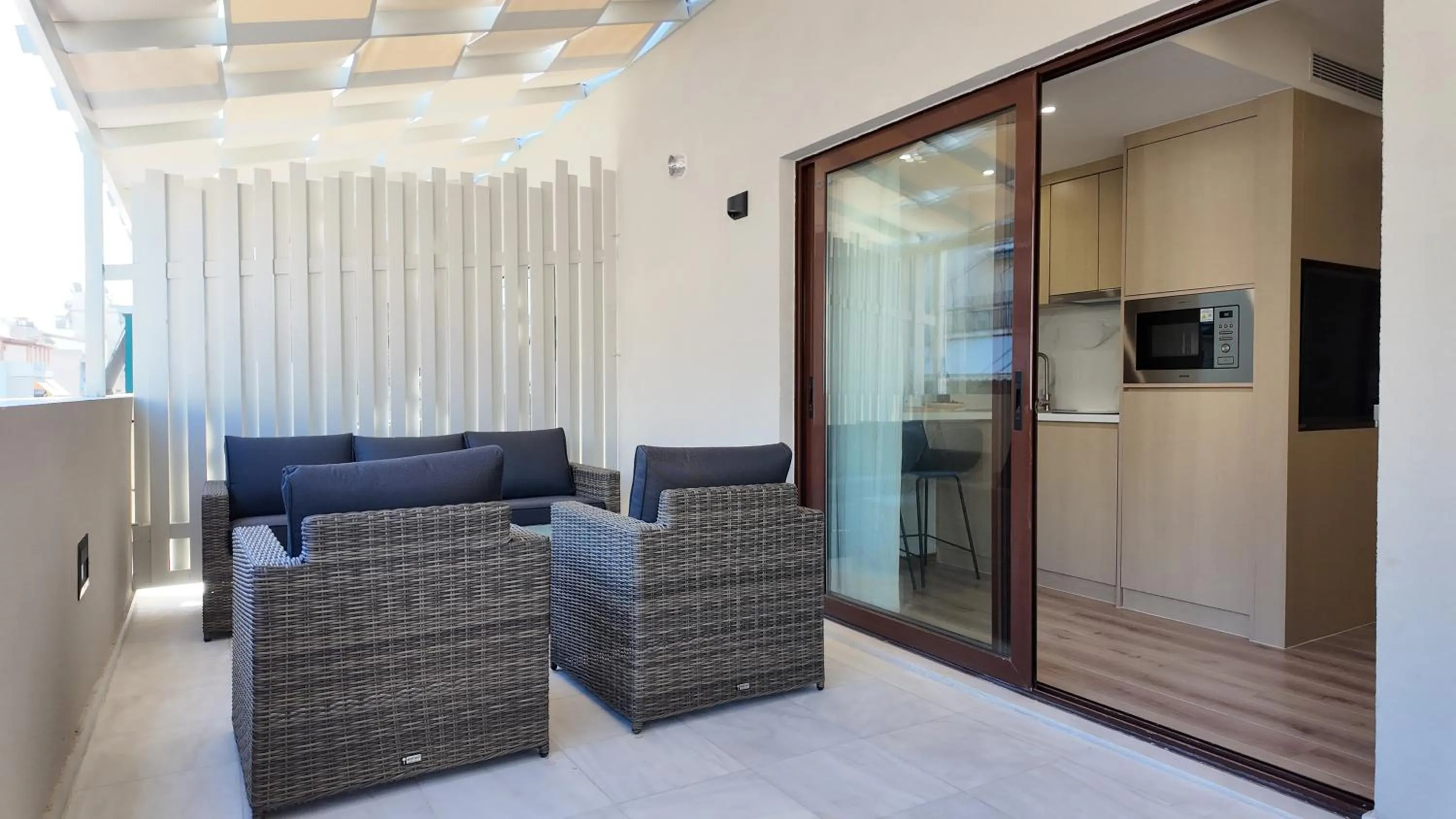 Seating area in CC LUX Suites in Piraeus Port