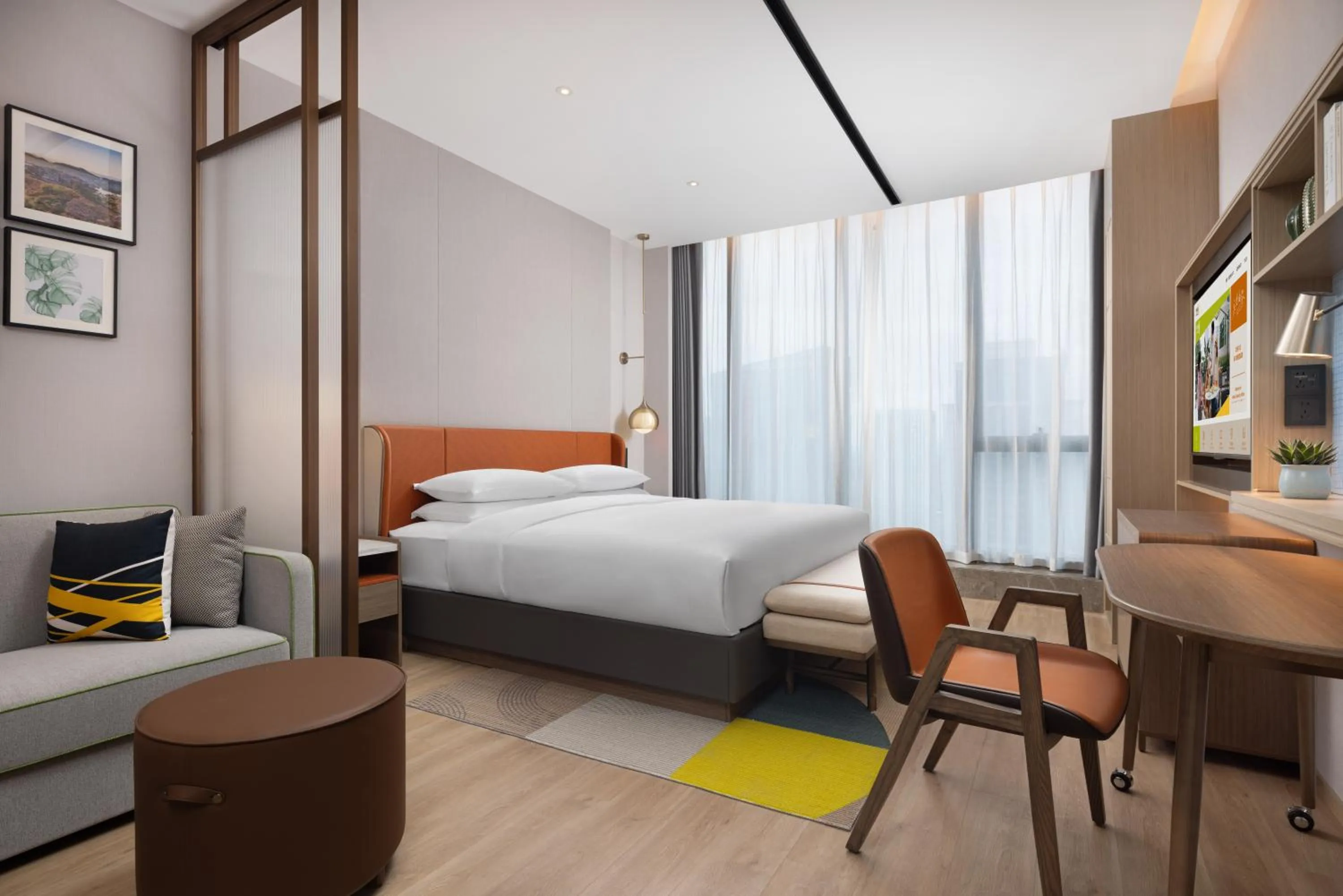 Bed in Home2 Suite by Hilton Yiwu World Trade Center