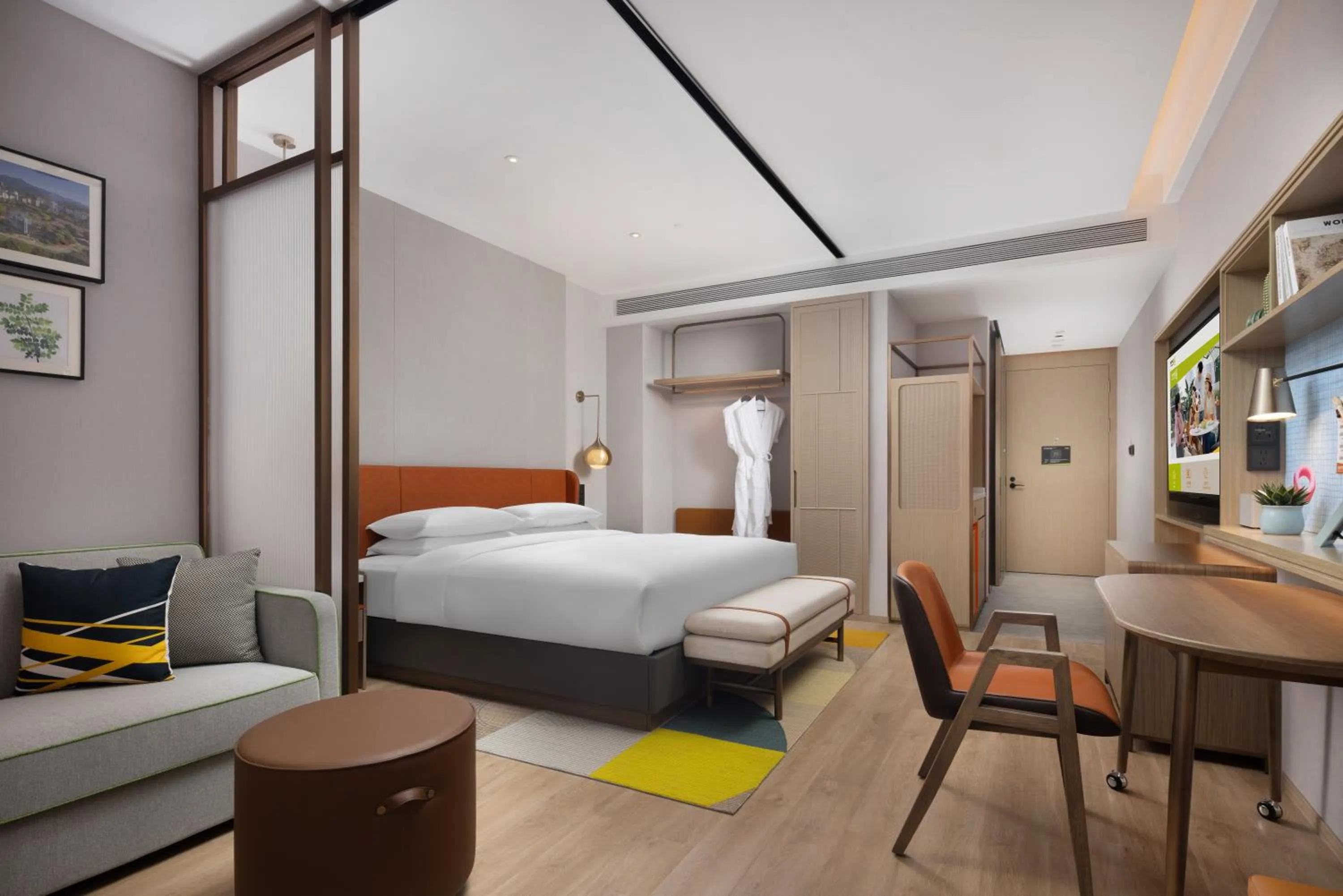 Bed in Home2 Suite by Hilton Yiwu World Trade Center