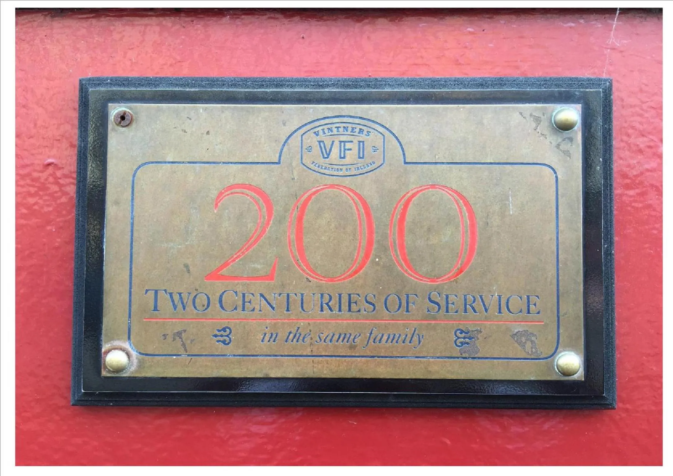 Certificate/Award in O Donovans Hotel