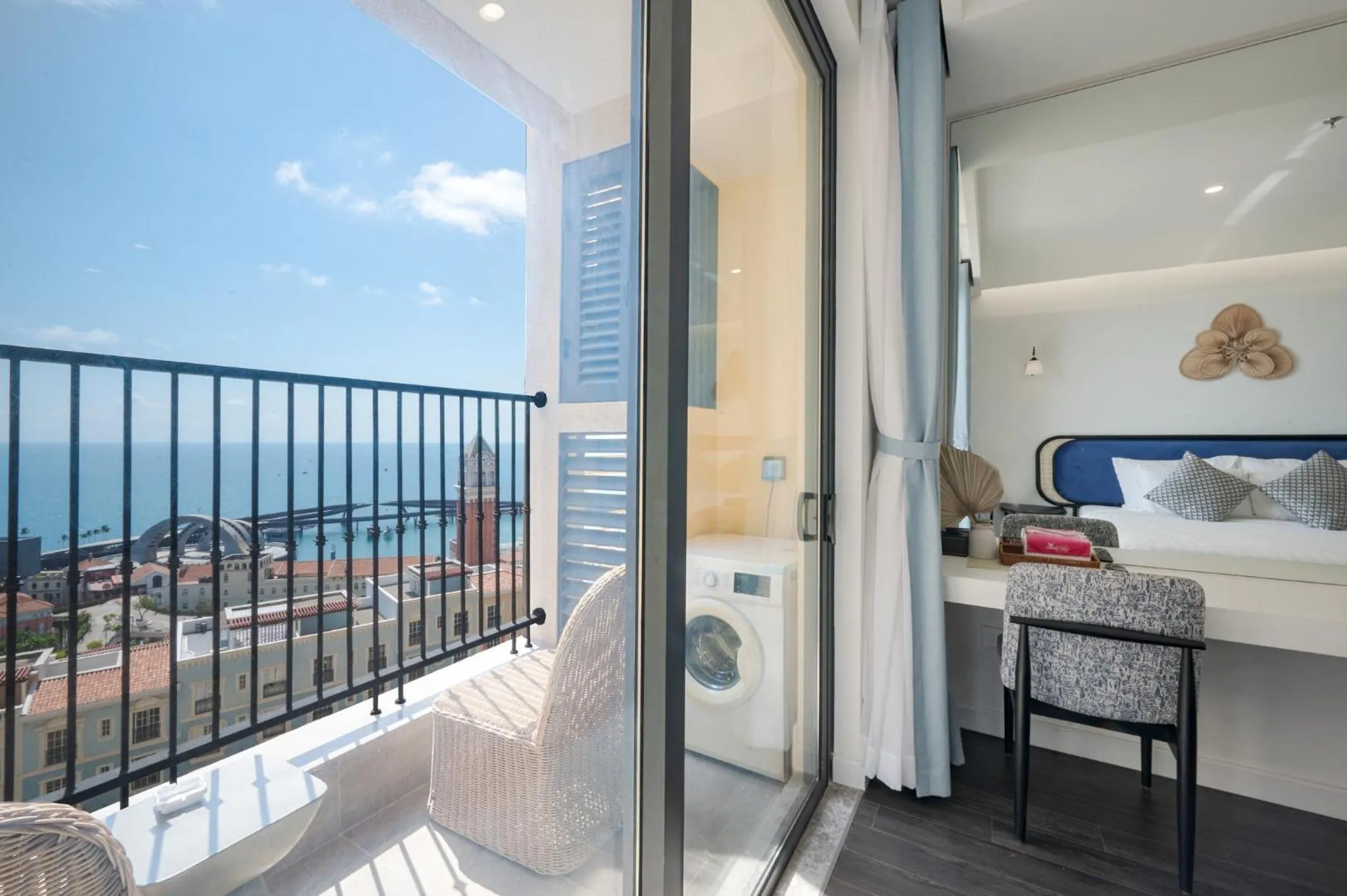 View (from property/room), Bed in La isla Apartments & Villas - Sea View & Fireworks Phu Quoc