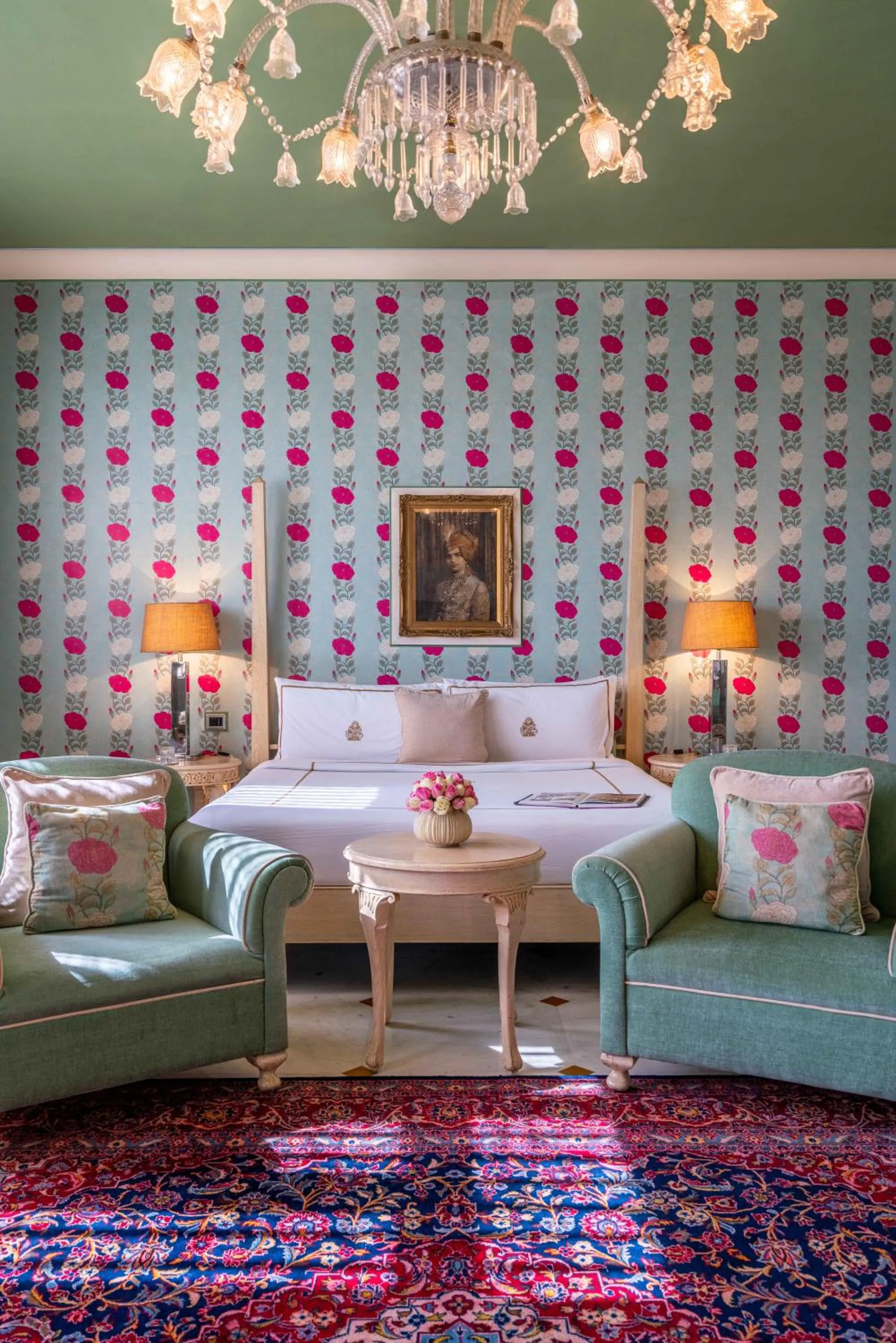 Photo of the whole room, Bed in Rajmahal Palace RAAS