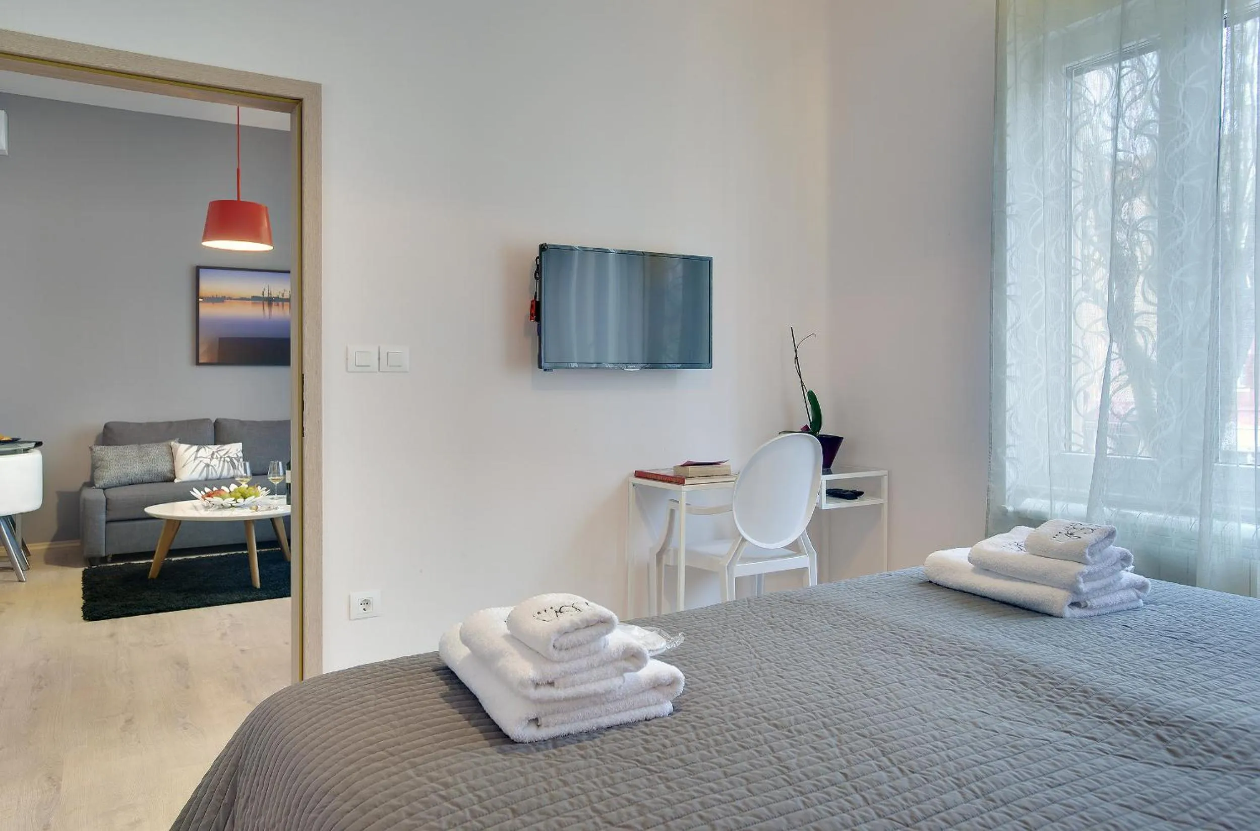 TV and multimedia, Bed in D&A Center Apartments with FREE Parking