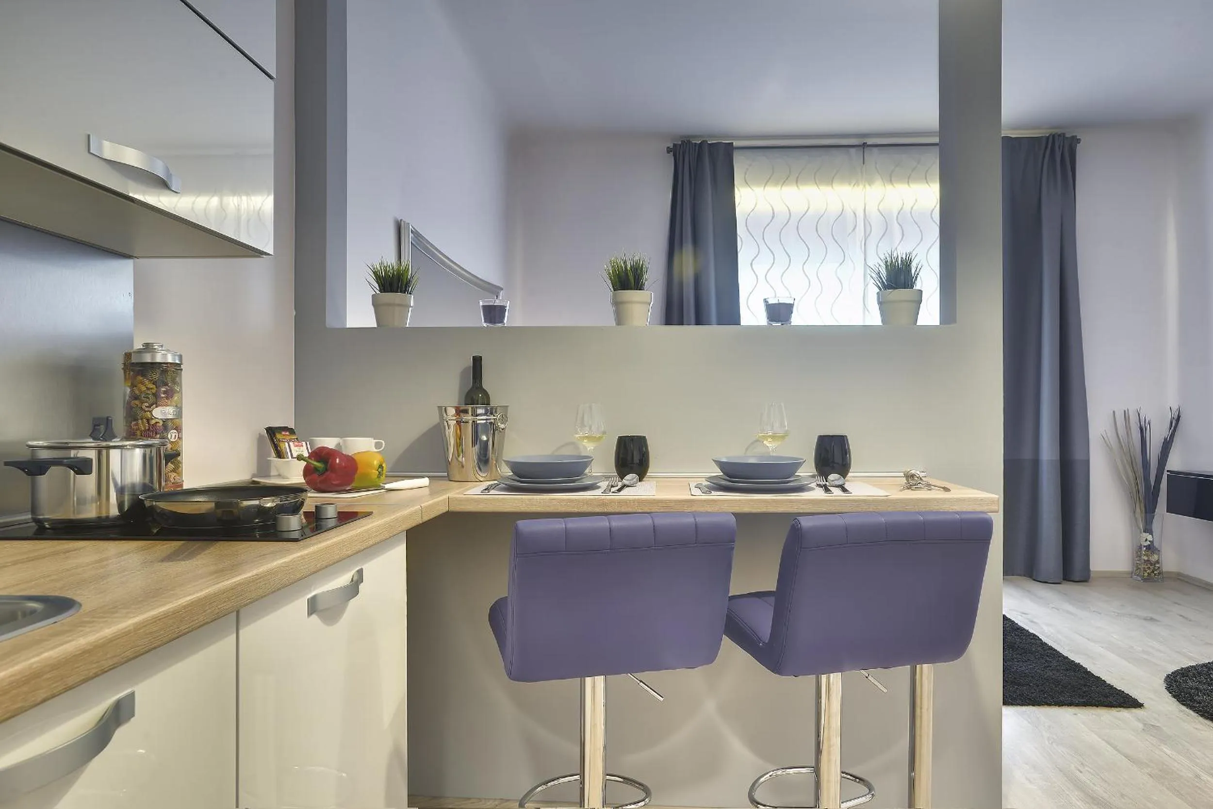 Kitchen or kitchenette in D&A Center Apartments with FREE Parking