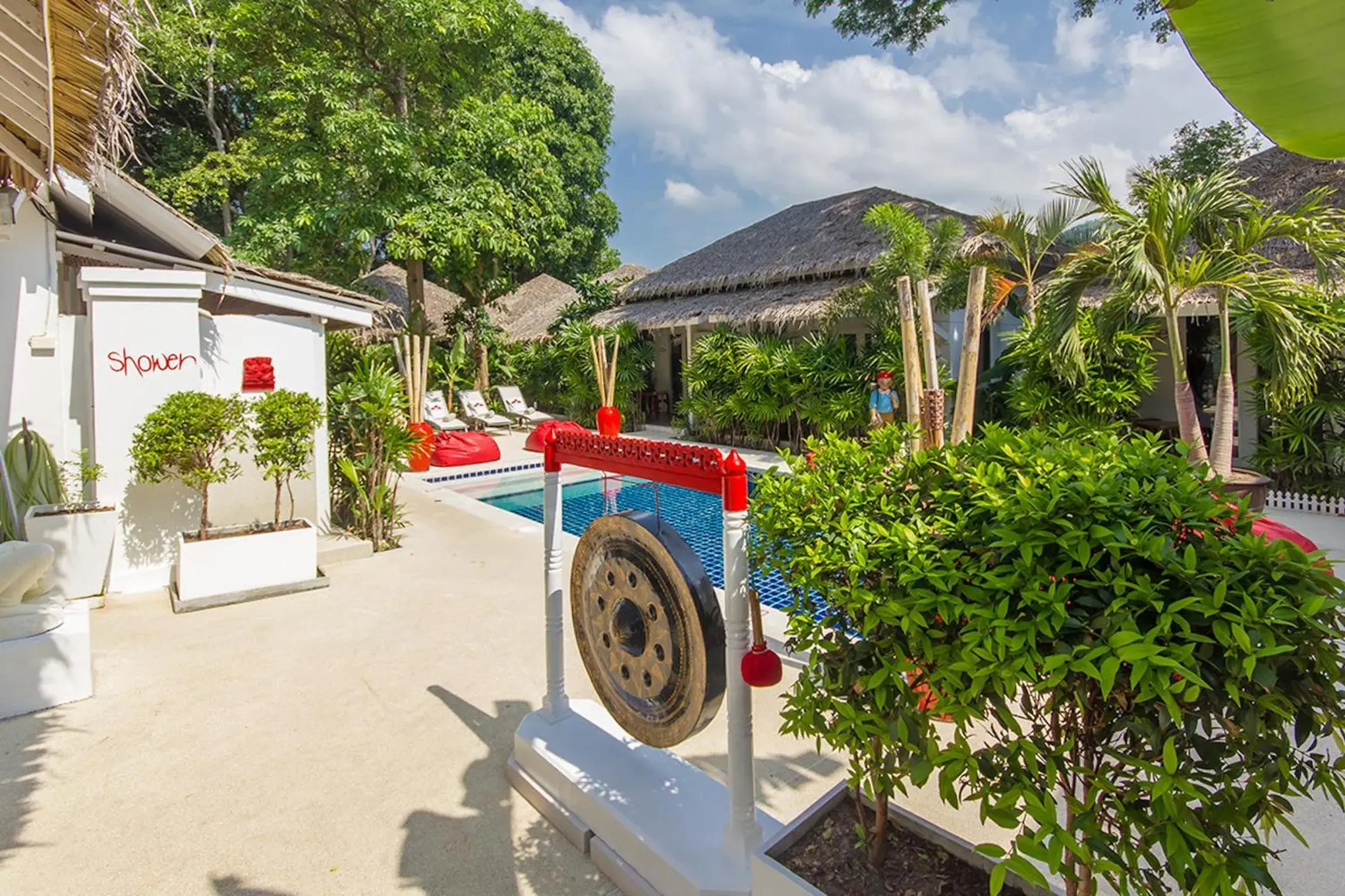 Pool view in The White Cottage Pool view in The White Cottage