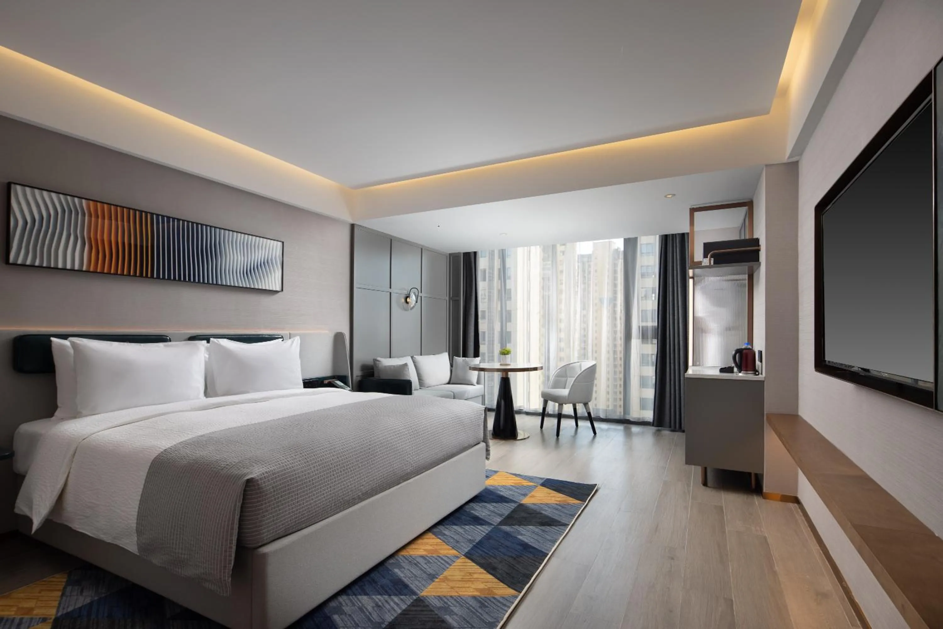 Photo of the whole room, Bed in Wanda Yue Hotel Bengbu South Station