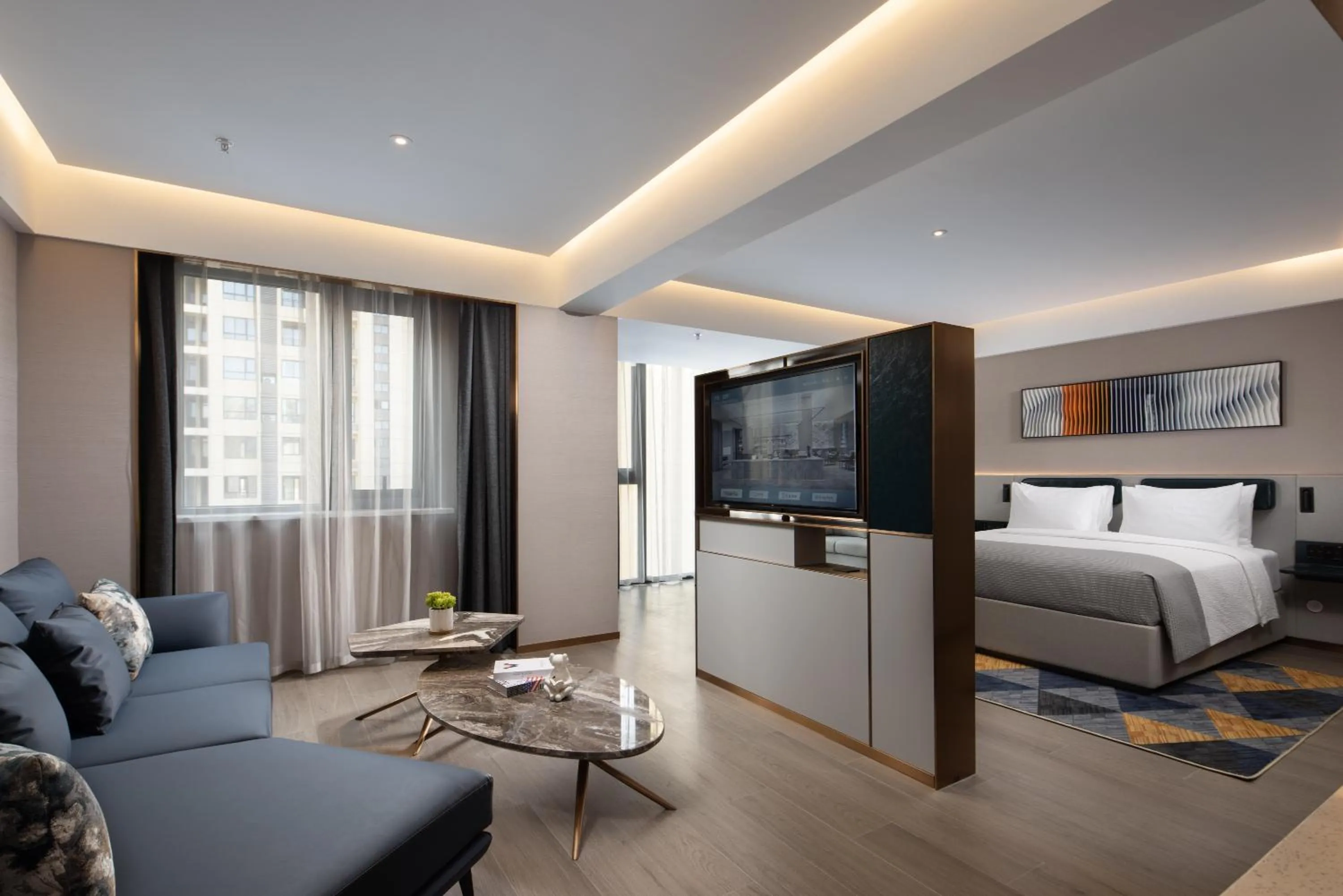 Photo of the whole room, Bed in Wanda Yue Hotel Bengbu South Station