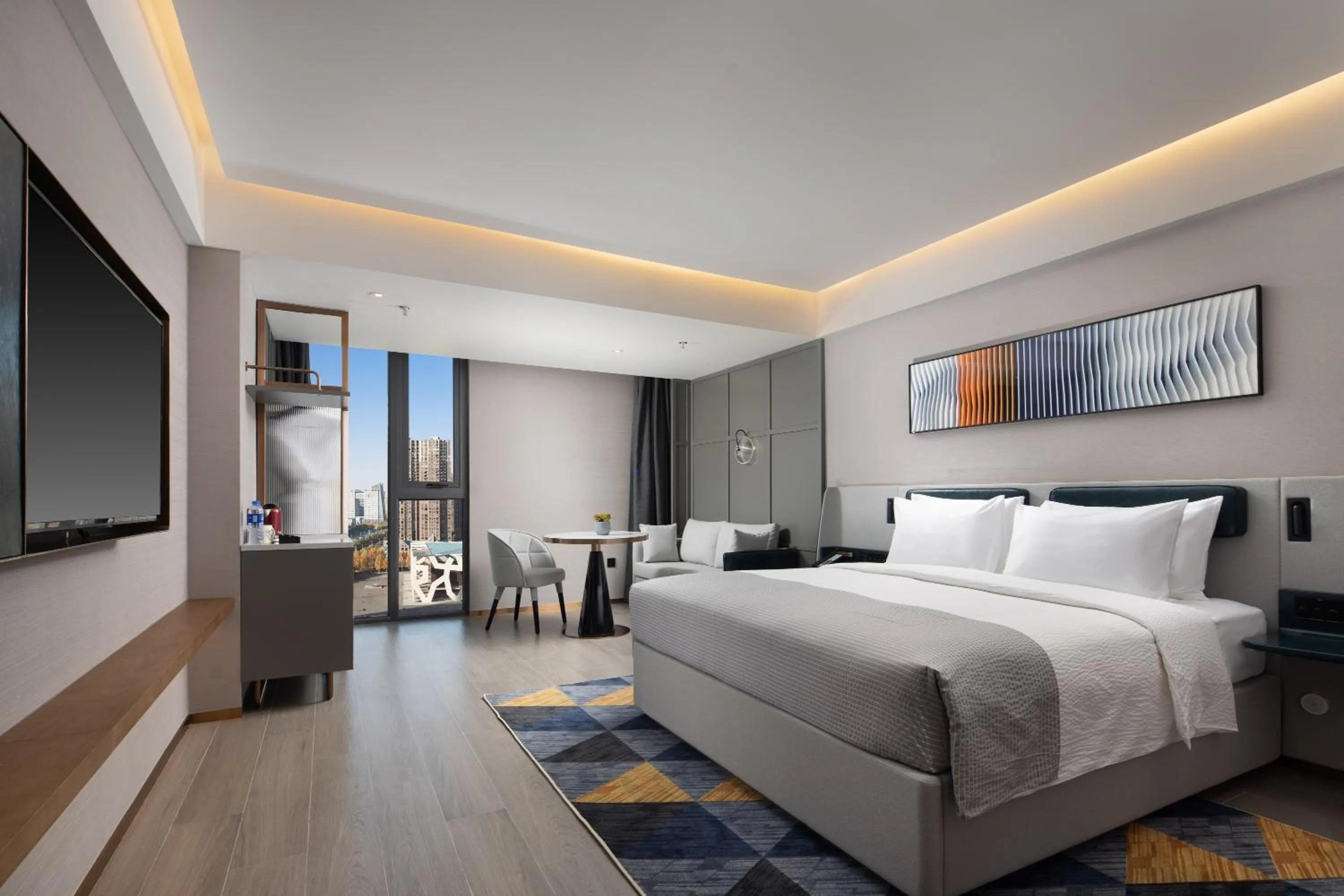 Photo of the whole room, Bed in Wanda Yue Hotel Bengbu South Station