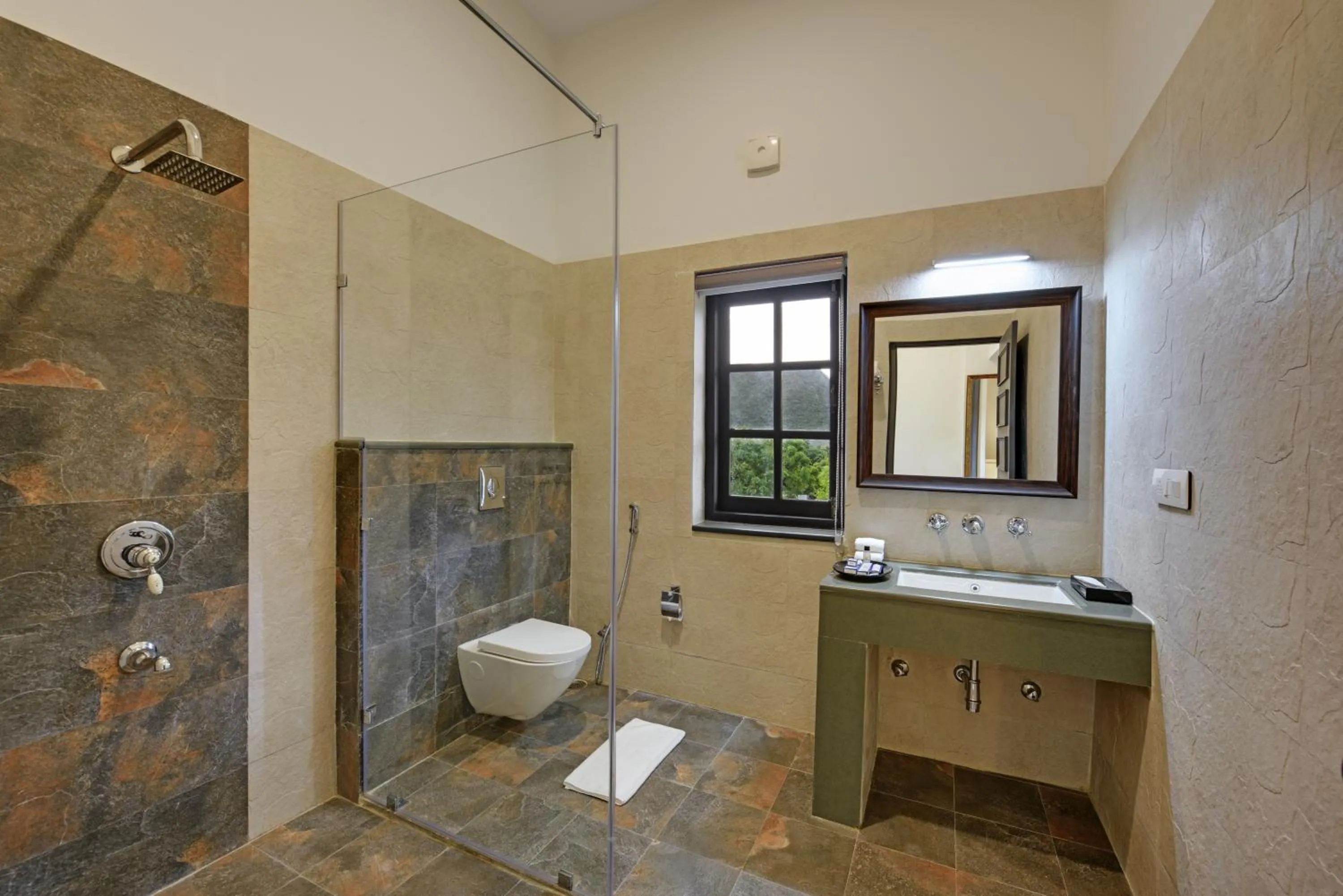 Shower in The Hunting Lodge - Luxury Resort in Udaipur