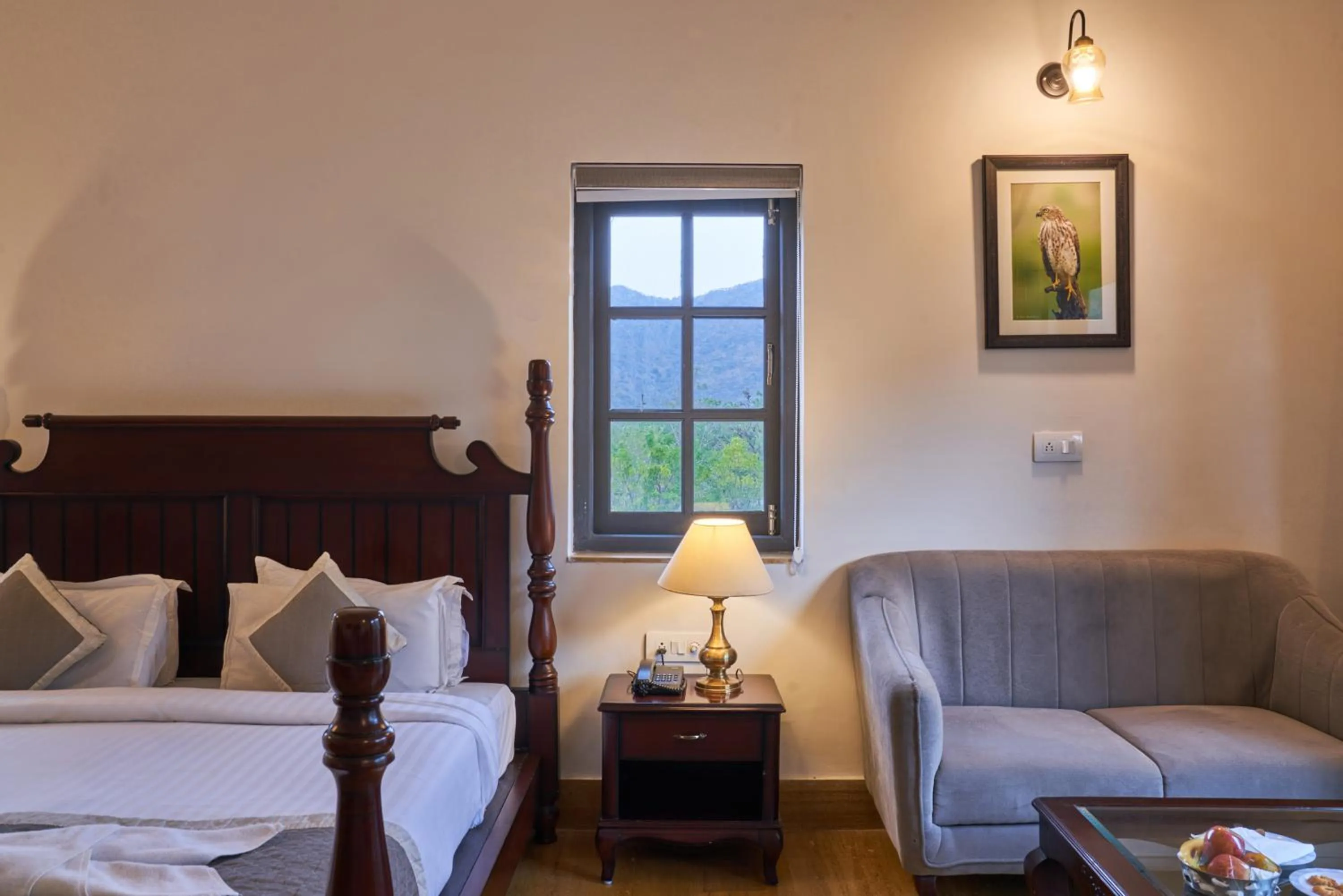 Bed in The Hunting Lodge - Luxury Resort in Udaipur