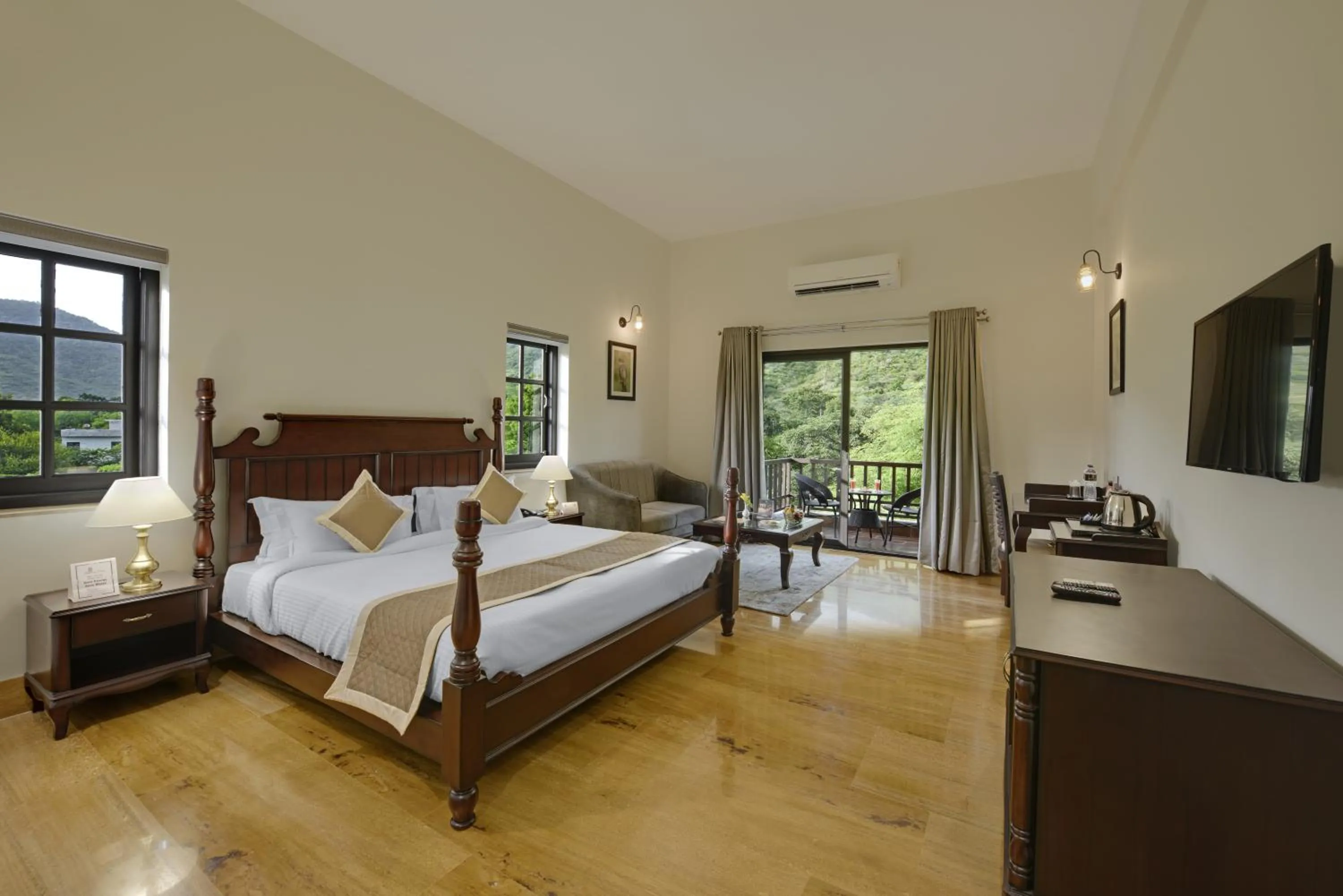 Bed in The Hunting Lodge - Luxury Resort in Udaipur