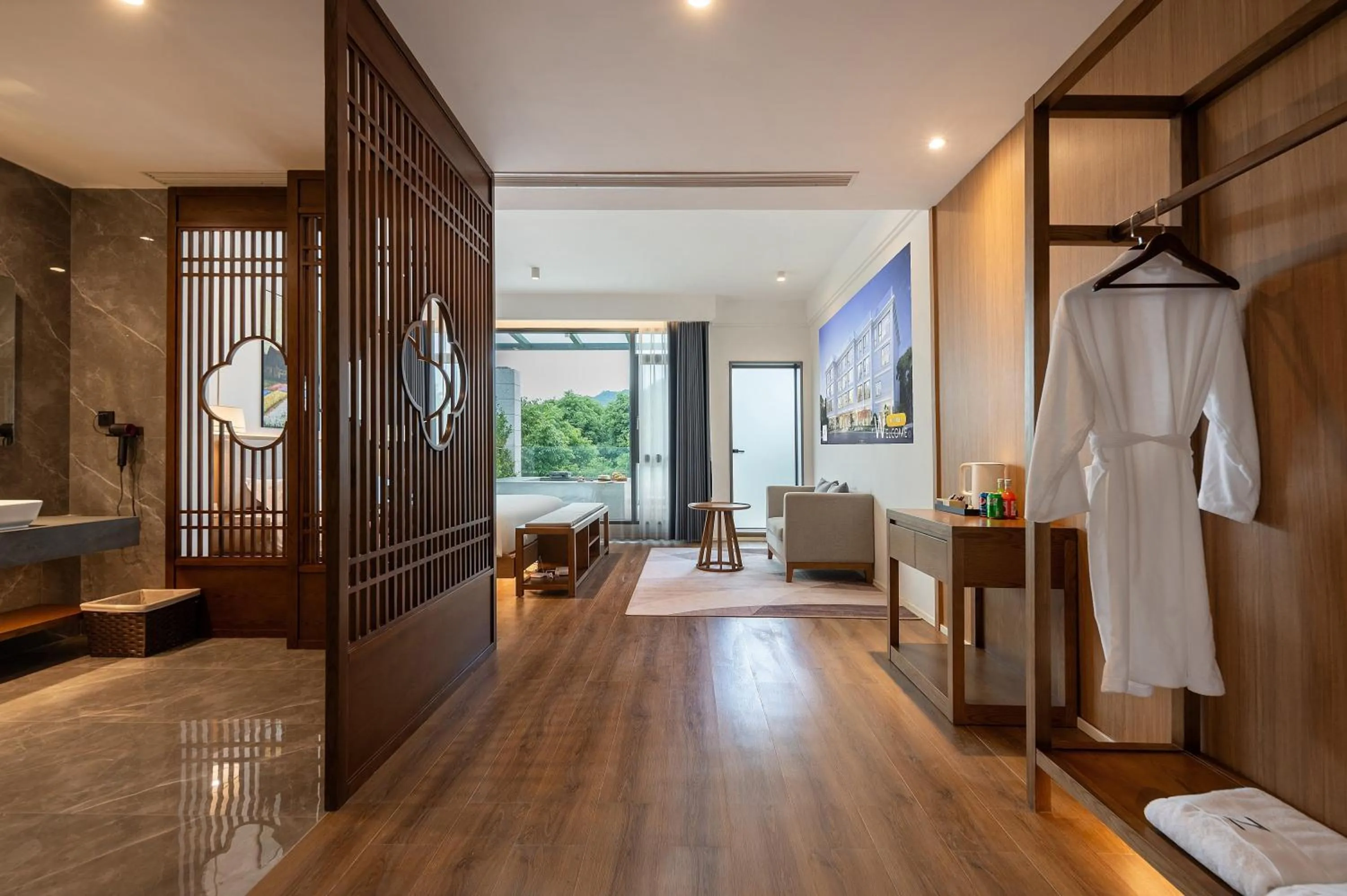 Living room, Bed in Z HOTEL- Qingchengshan