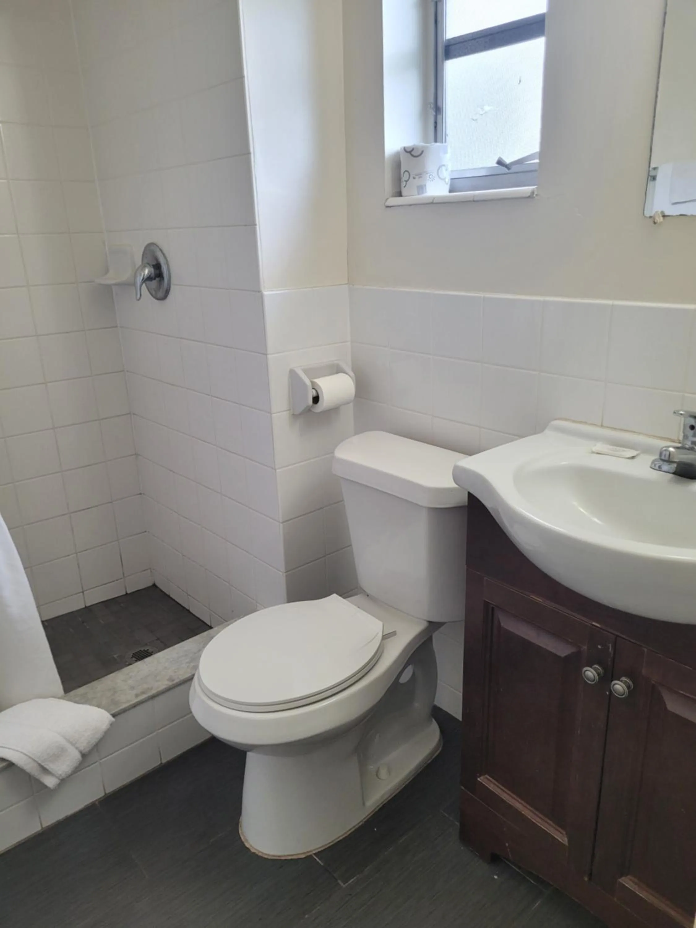 Toilet in Queens Lodge Motel