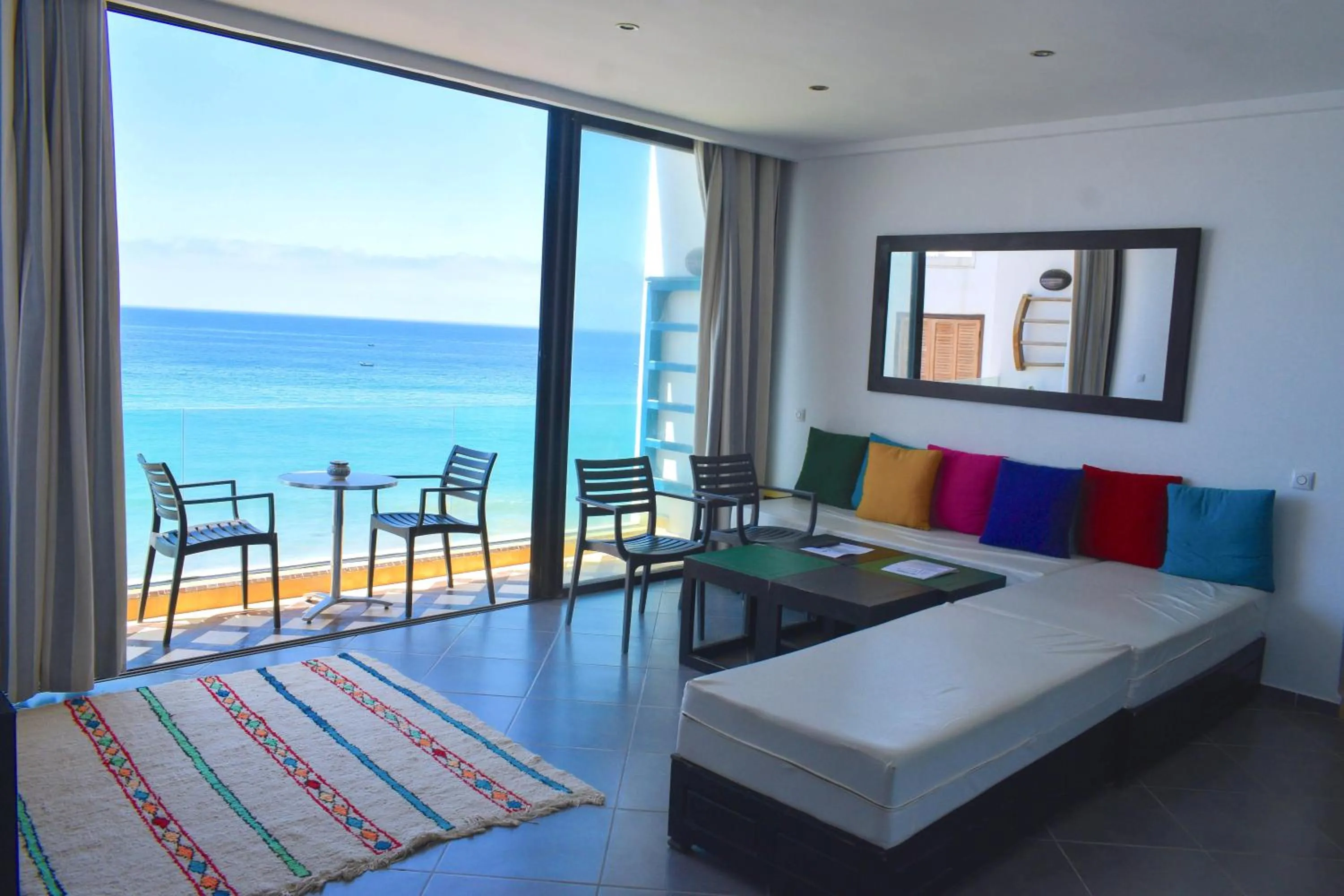 Balcony/Terrace, Bed in Bouad Seafront Apartments & Rooms