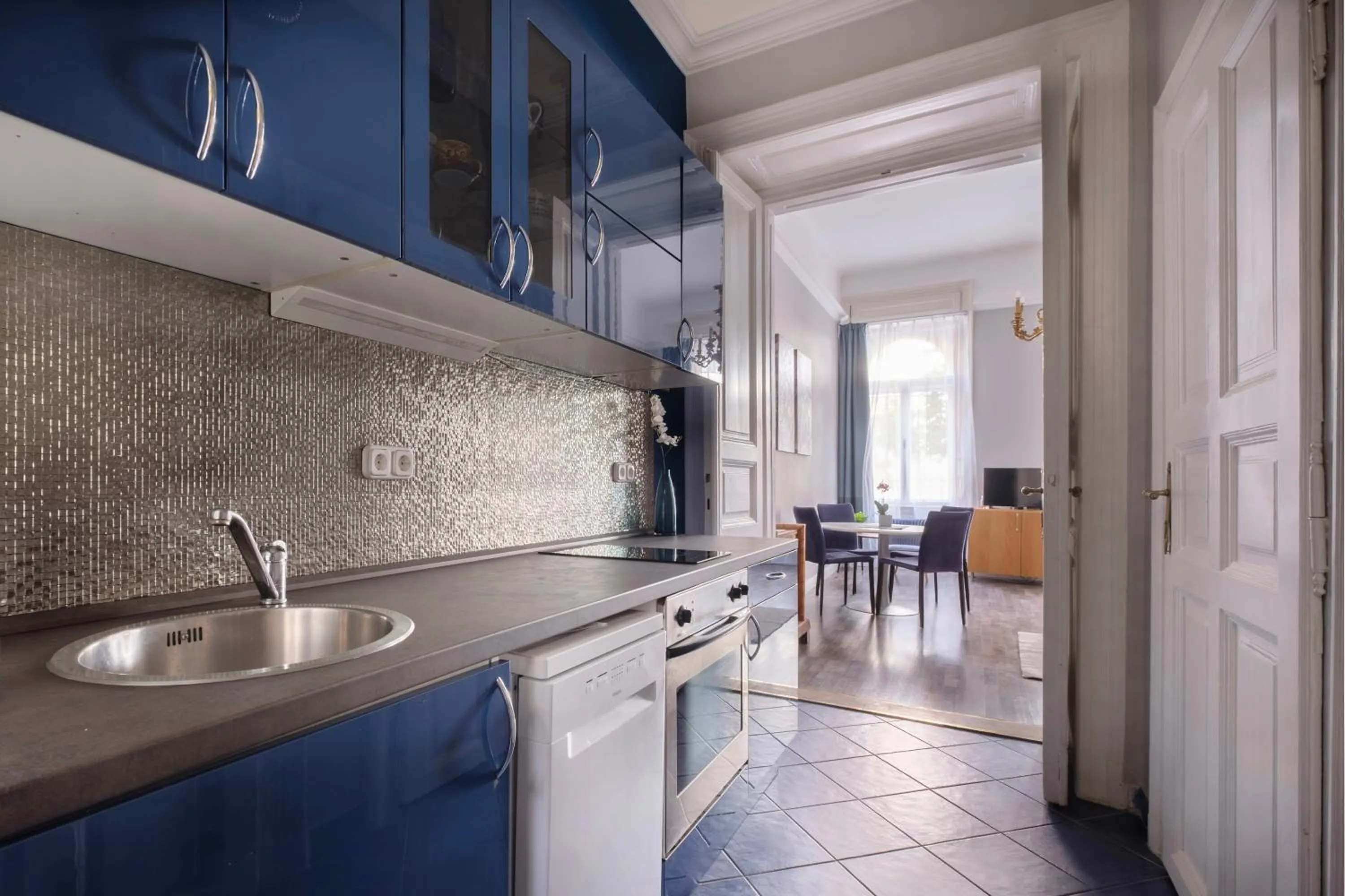Kitchen or kitchenette in New York Cafe Apartment in Center
