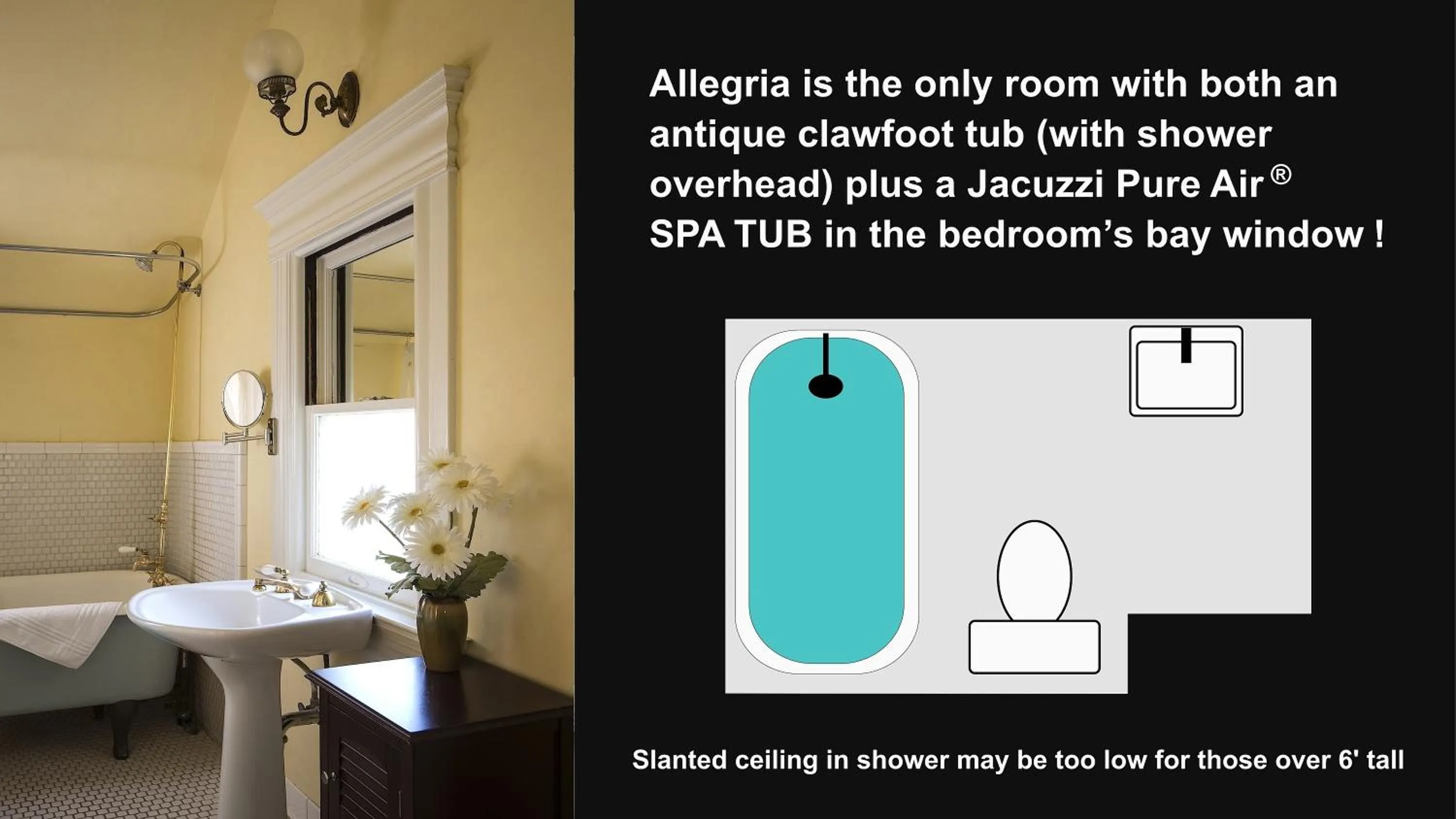 Text overlay, Bed in Cabernet House, an Old World Inn