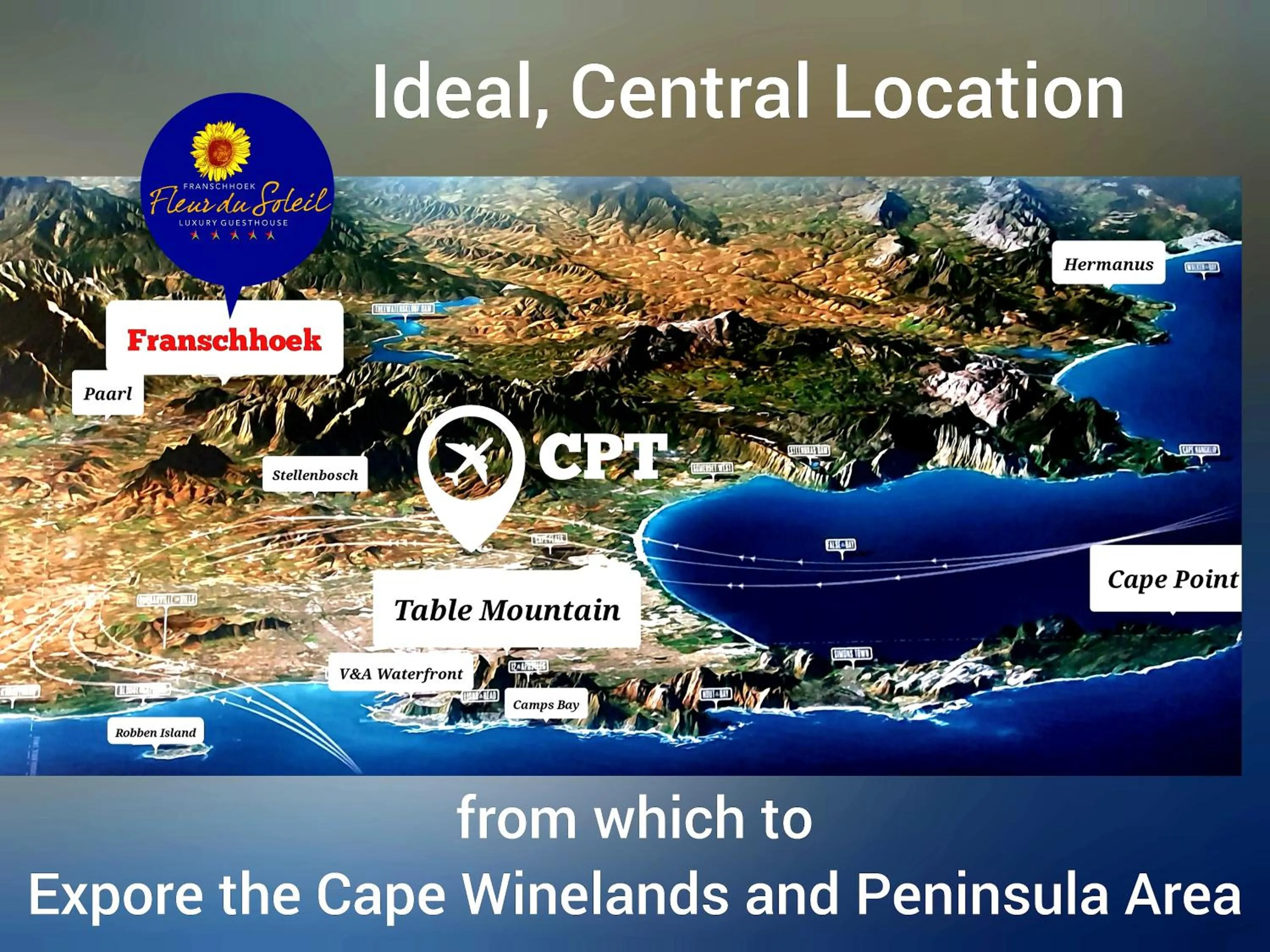 Text overlay in Fleur du Soleil Luxury Guesthouse