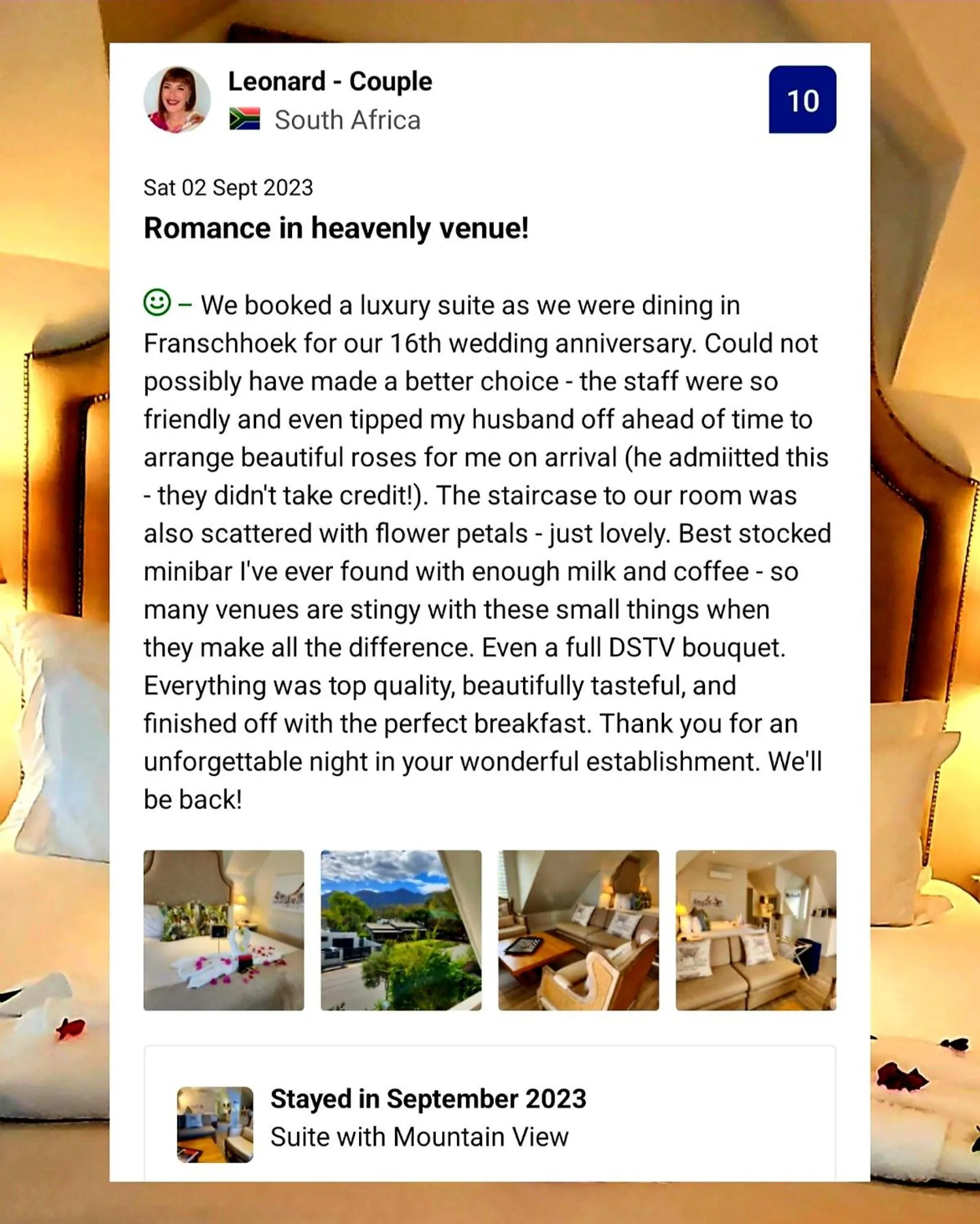 Certificate/Award in Fleur du Soleil Luxury Guesthouse