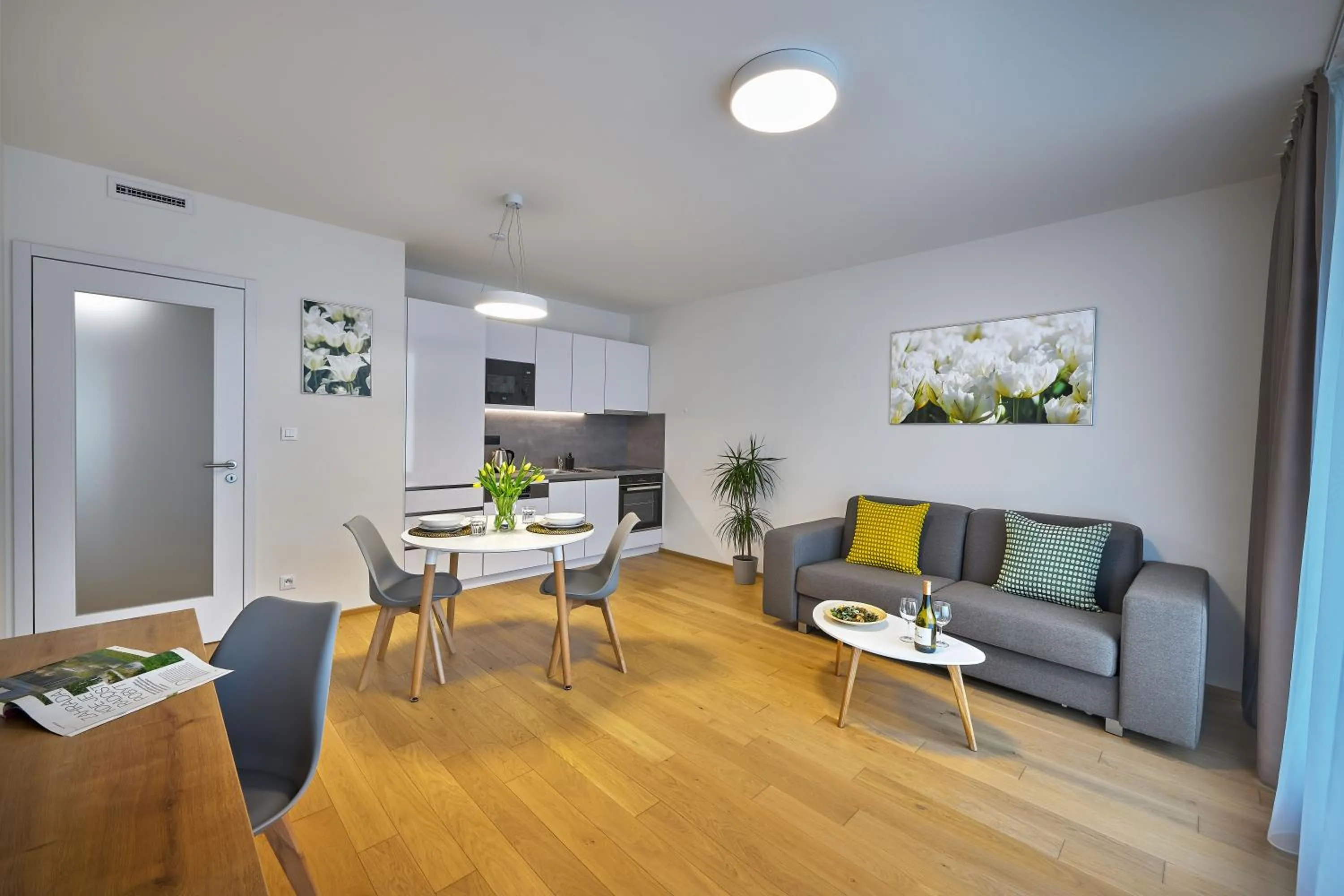 Kitchen or kitchenette in DownTown Suites Andel