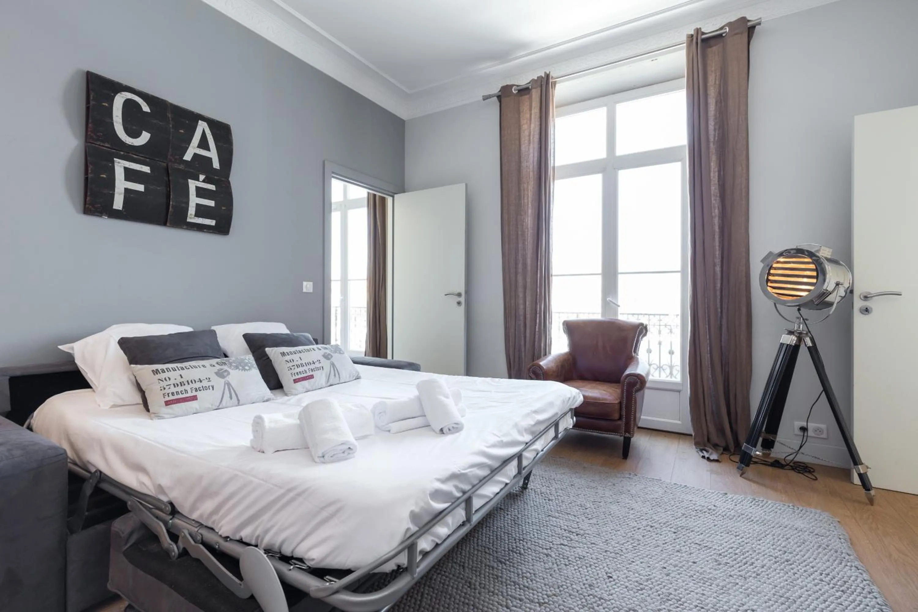 Living room, Bed in Florella Jean Jaures Apartment