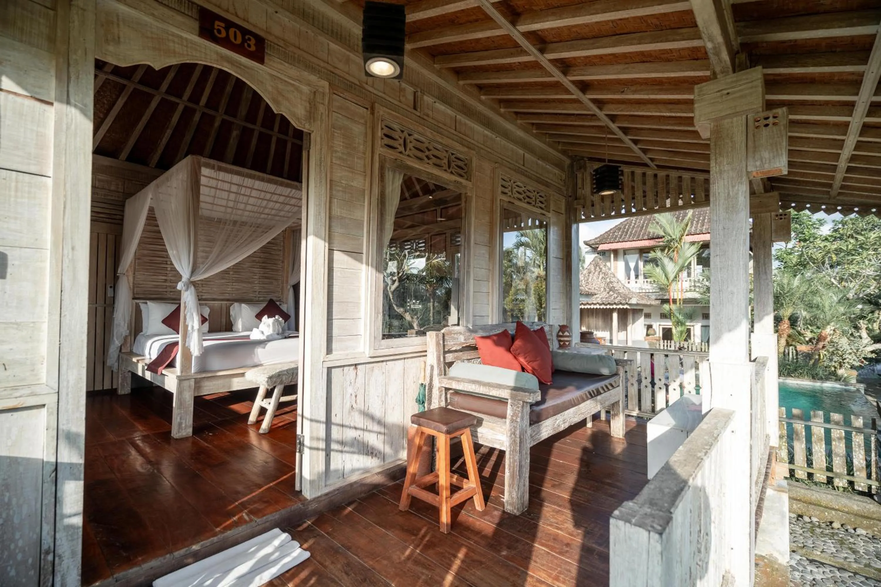 Patio, Bed in Uma Caming Villa Ubud