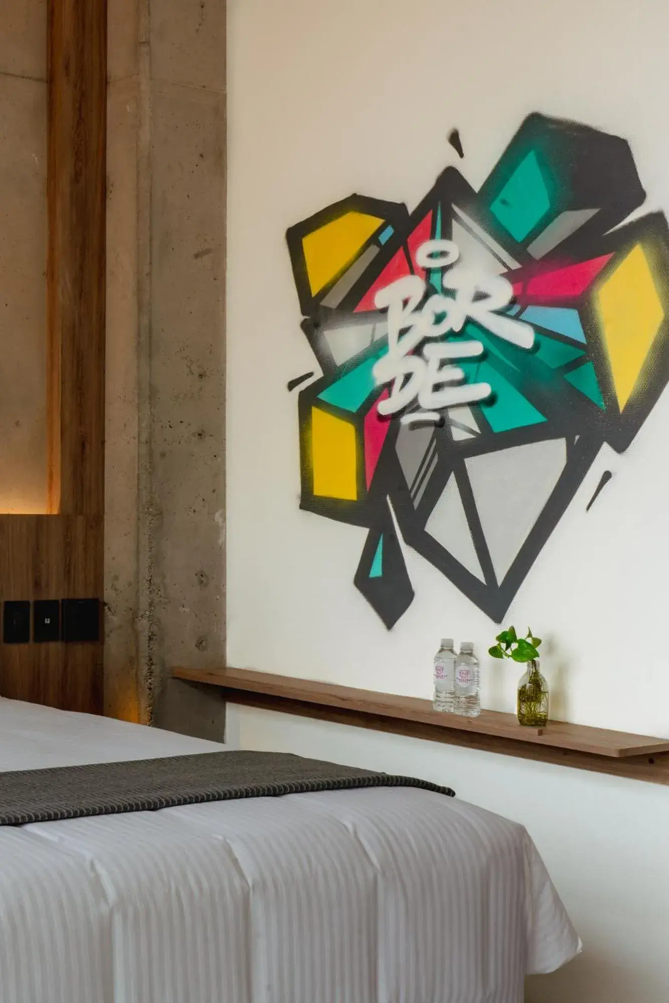 Decorative detail, Bed in Street Art Hotel Roma Decorative detail, Bed in Street Art Hotel Roma