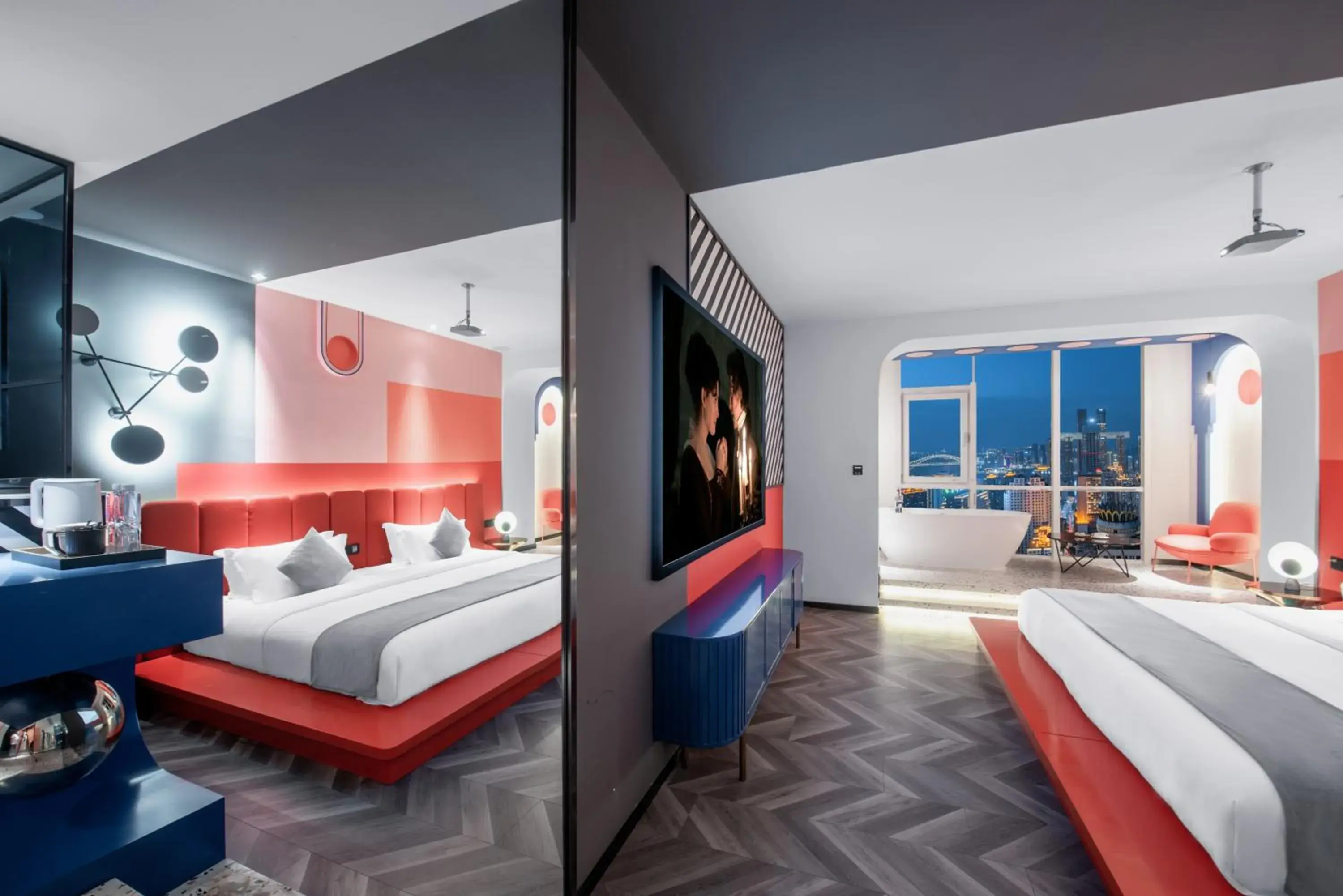 Bed in ReVia Skyline River View Hotel Chongging Bed in ReVia Skyline River View Hotel Chongging