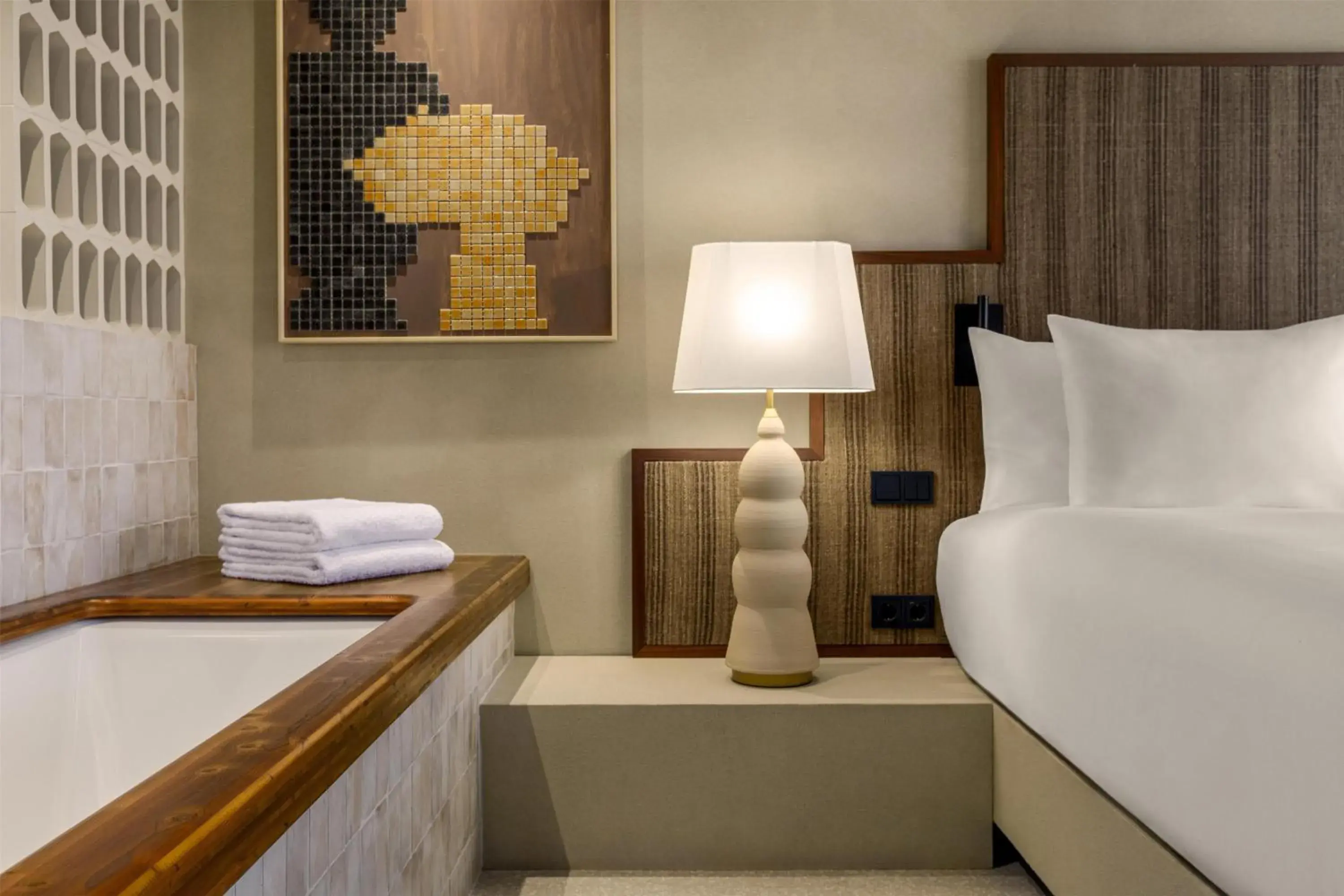 Bed in Amarello Hotel Praia Santo André, Tapestry Collection by Hilton Bed in Amarello Hotel Praia Santo André, Tapestry Collection by Hilton