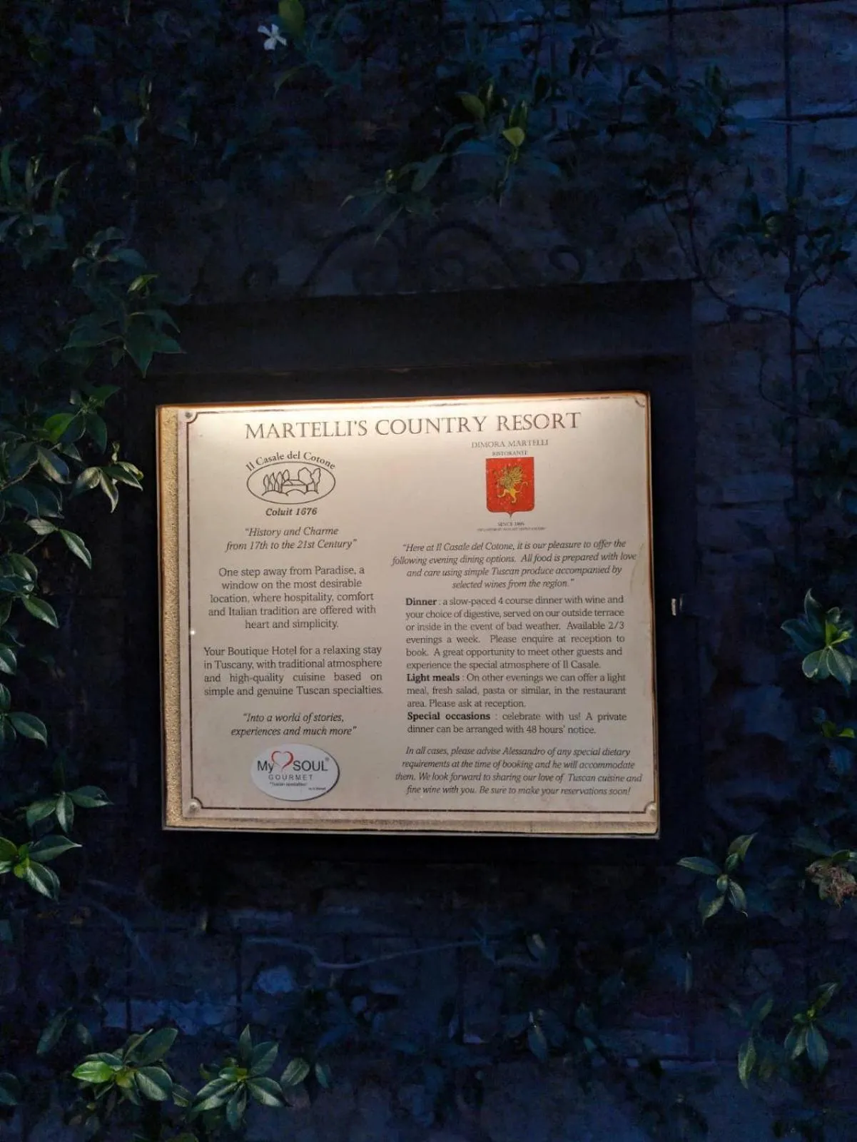 Restaurant/places to eat in Il Casale Del Cotone