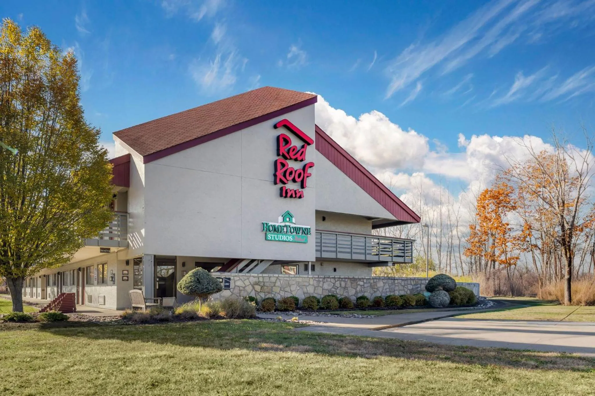 Property building in HomeTowne Studios by Red Roof Buffalo - Niagara Airport