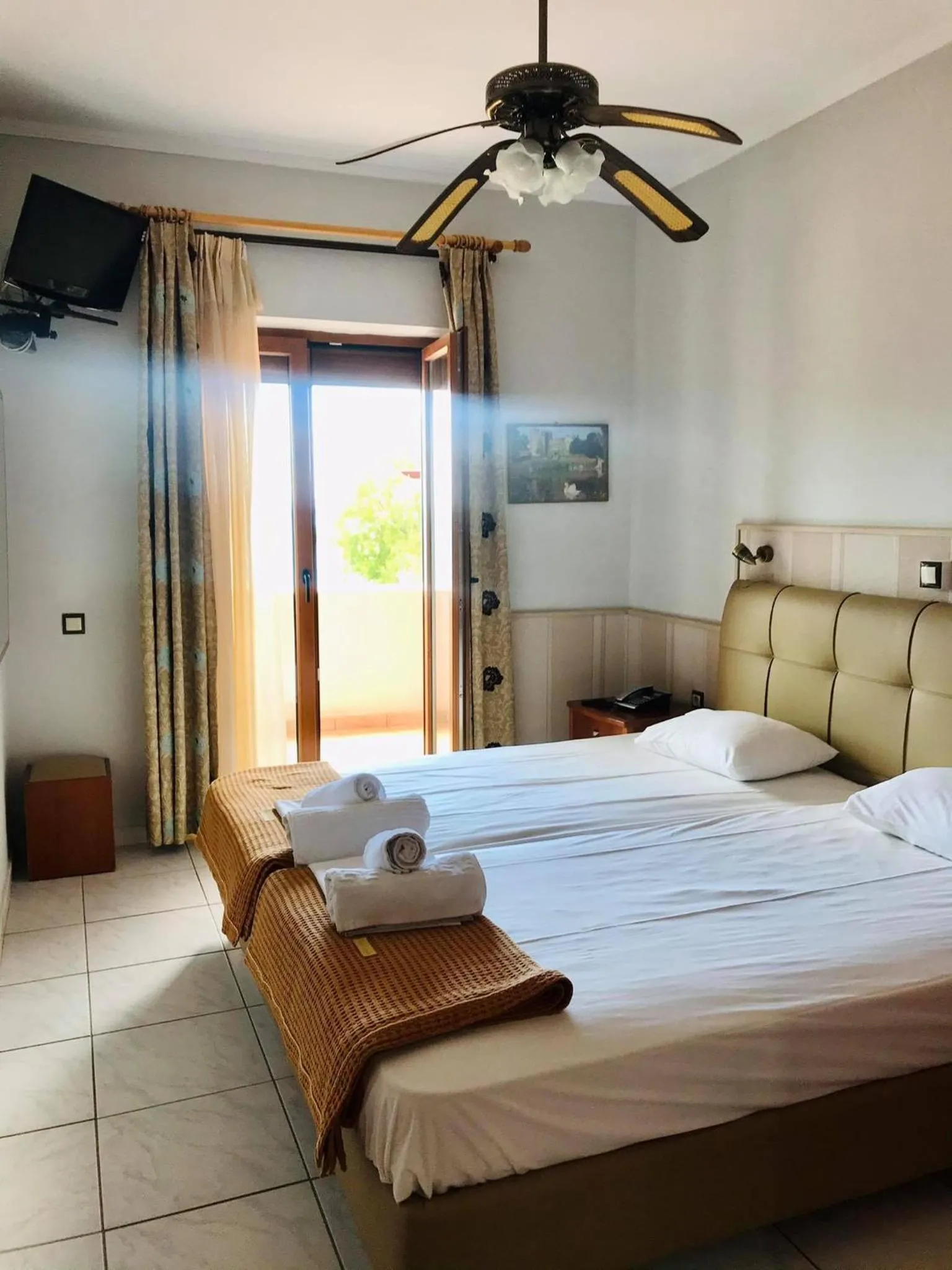 Bed in Aigeiros Apartments & restaurant