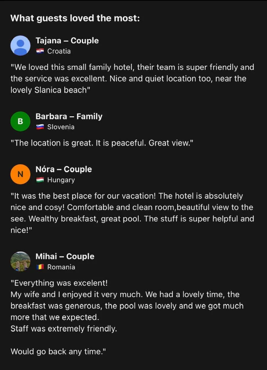 Text overlay in Hotel Murter